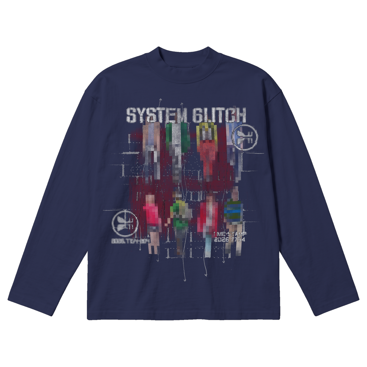 System Glitch Baggy L/S Tee - Blue