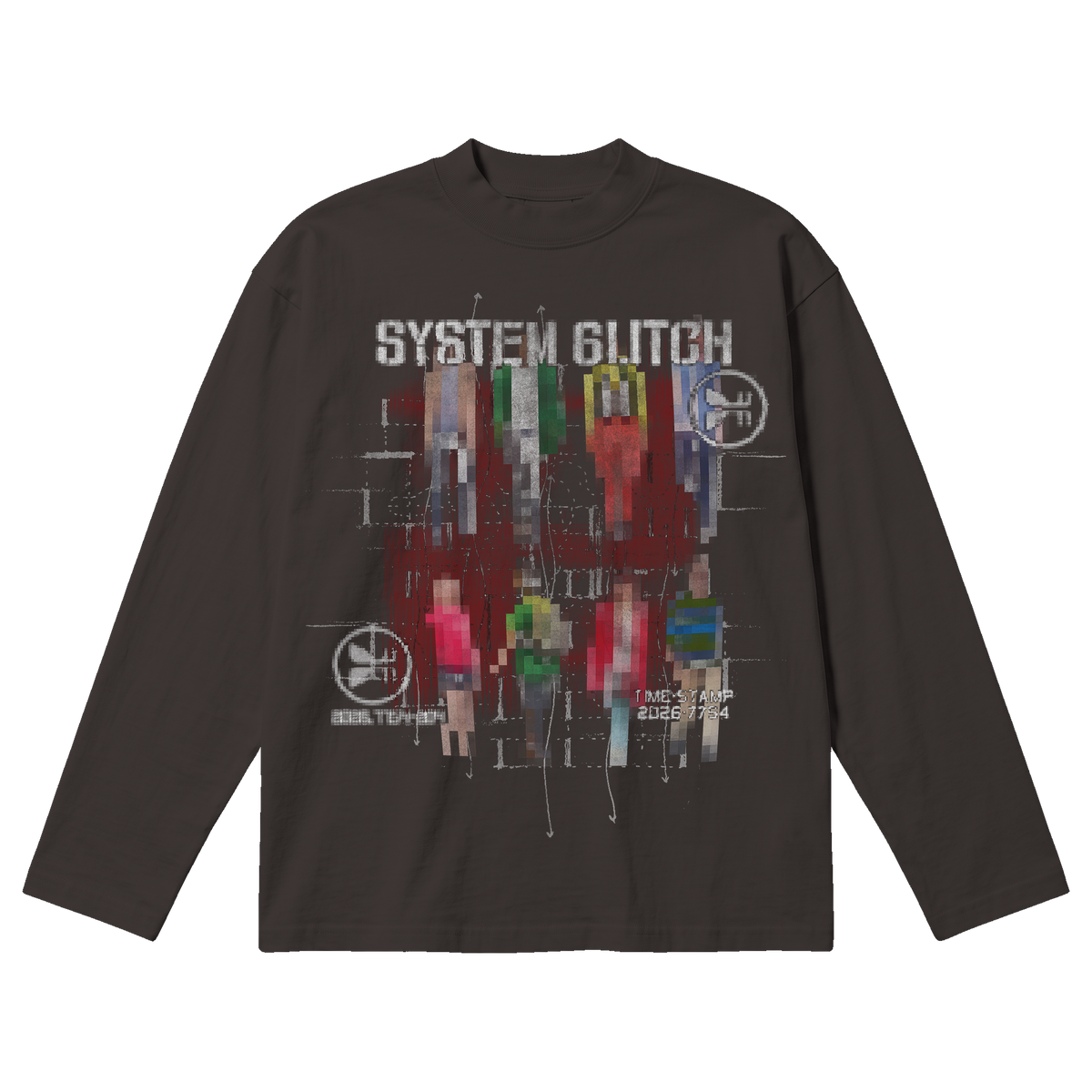 System Glitch Baggy L/S Tee - Off Black
