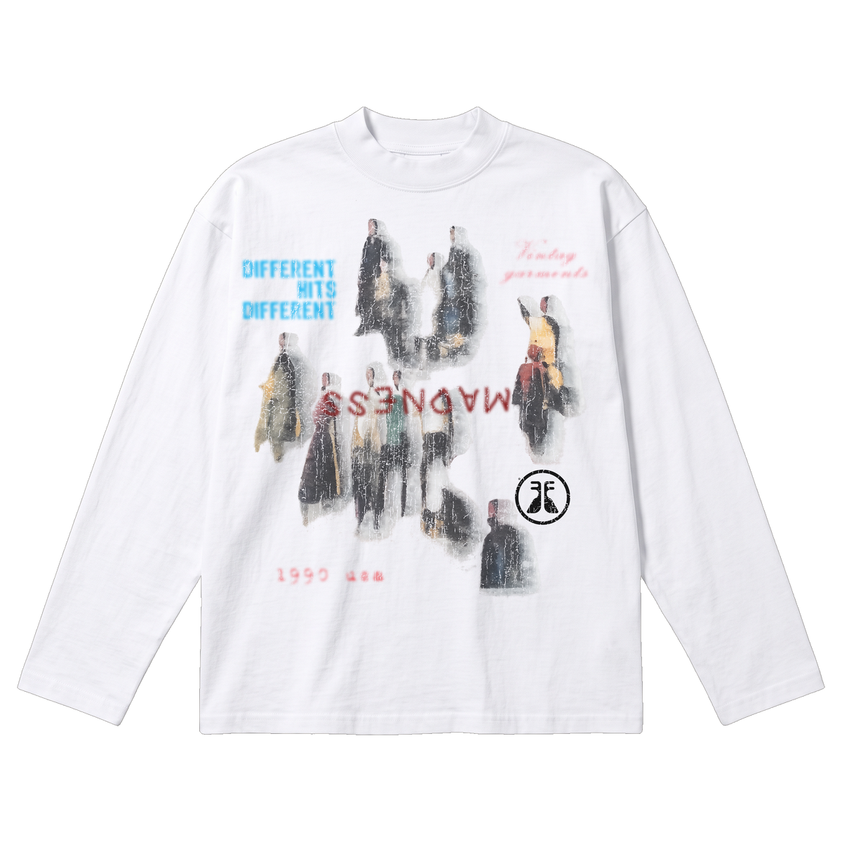 Water Damage Baggy L/S Tee - White
