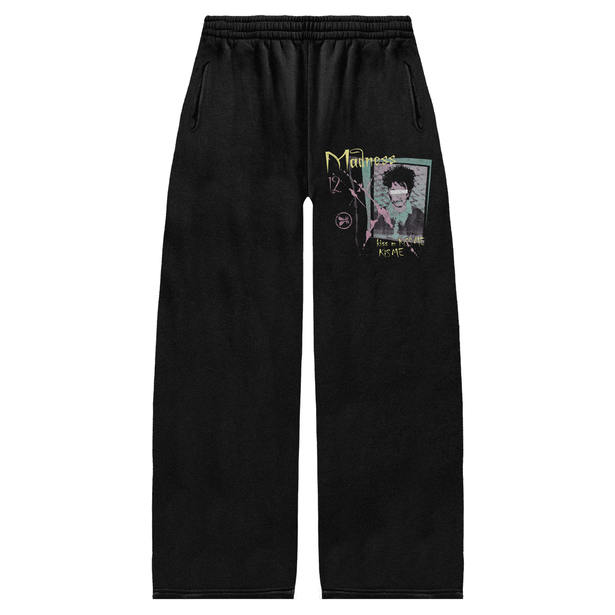 Kiss Me Baggy Sweatpants - Black