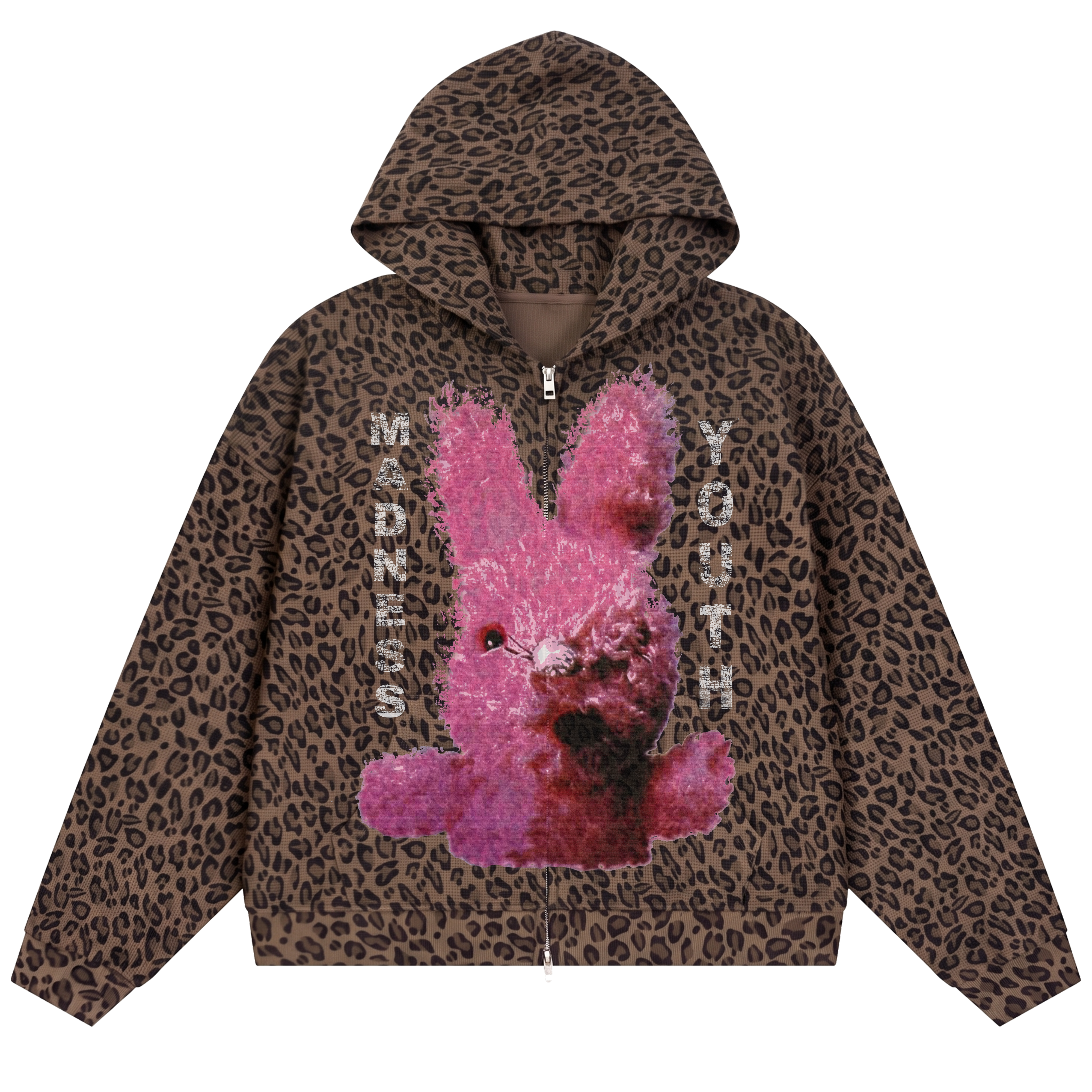 Mad Youth Waffle Zip Up - Cheetah