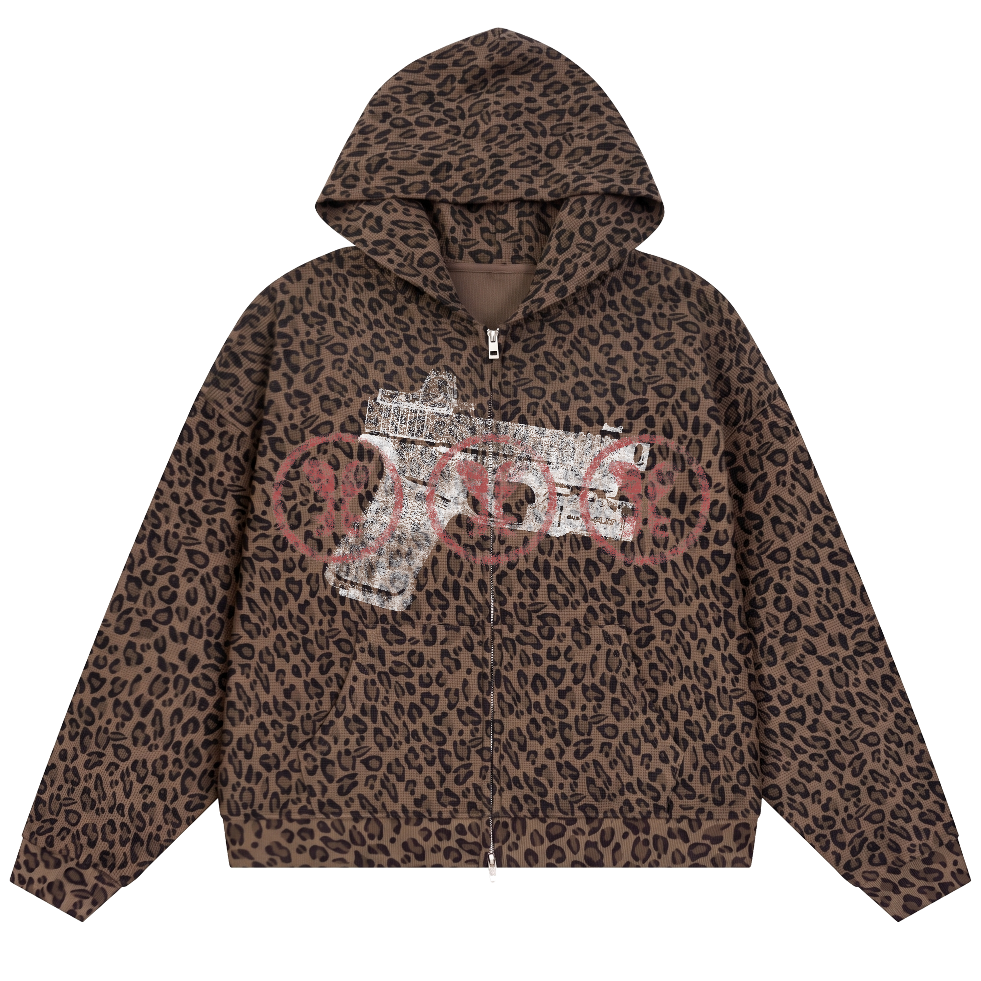 Marked Target Waffle Zip Up - Cheetah