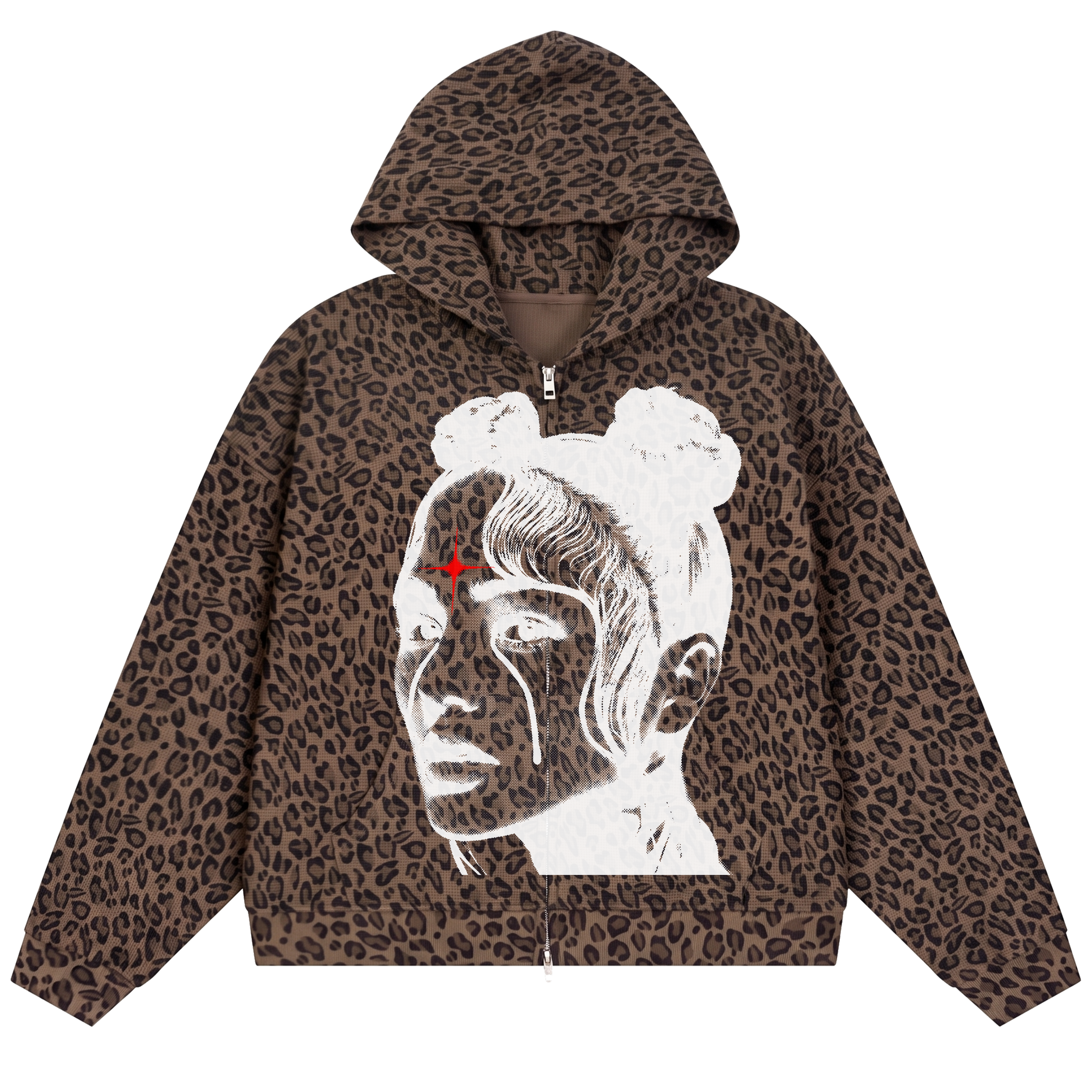 Spiritual Girl Waffle Zip Up - Cheetah