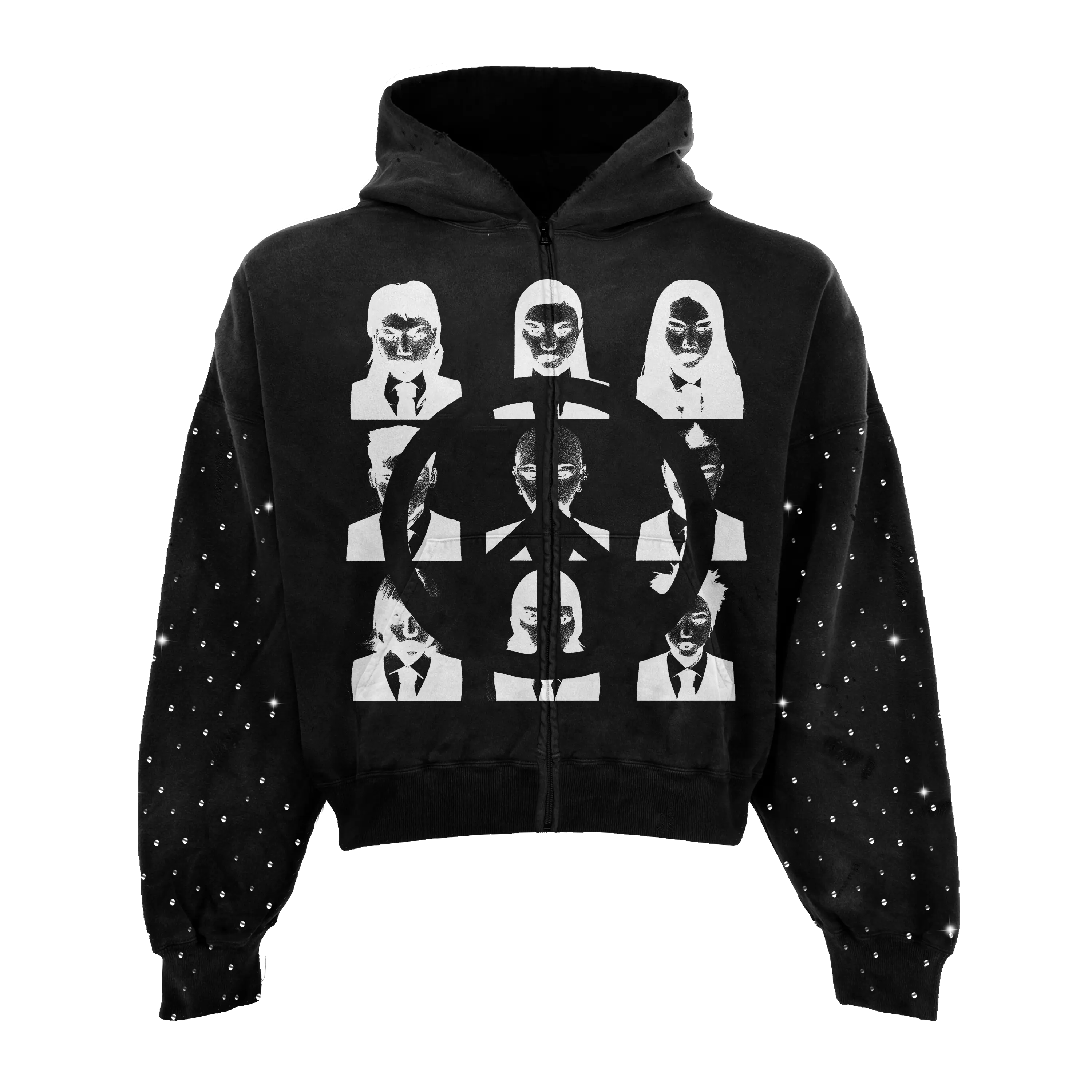 Faces Rhinestone Zip Up WorksOfMadness