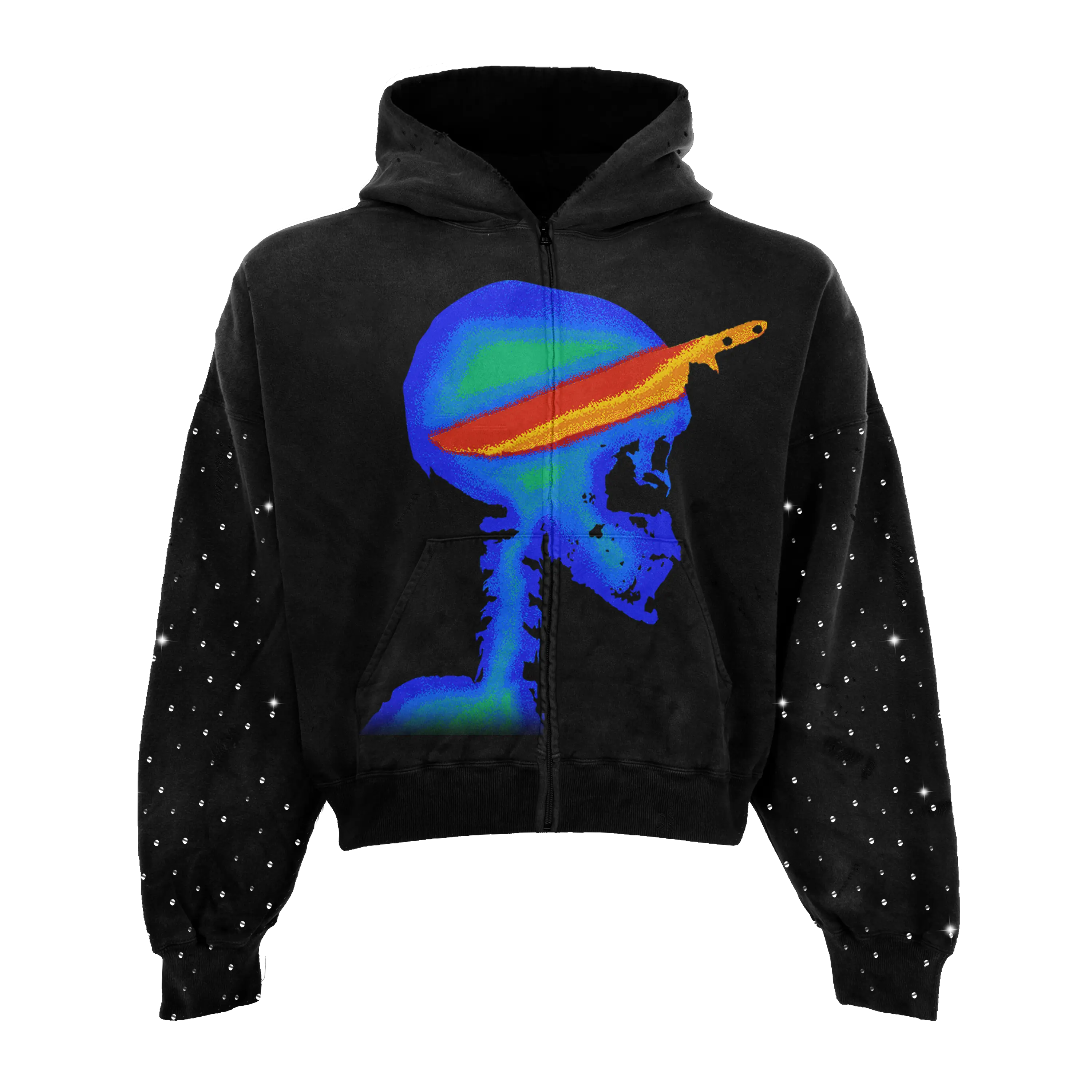 Infrared Skull Rhinestone Zip Up WorksOfMadness