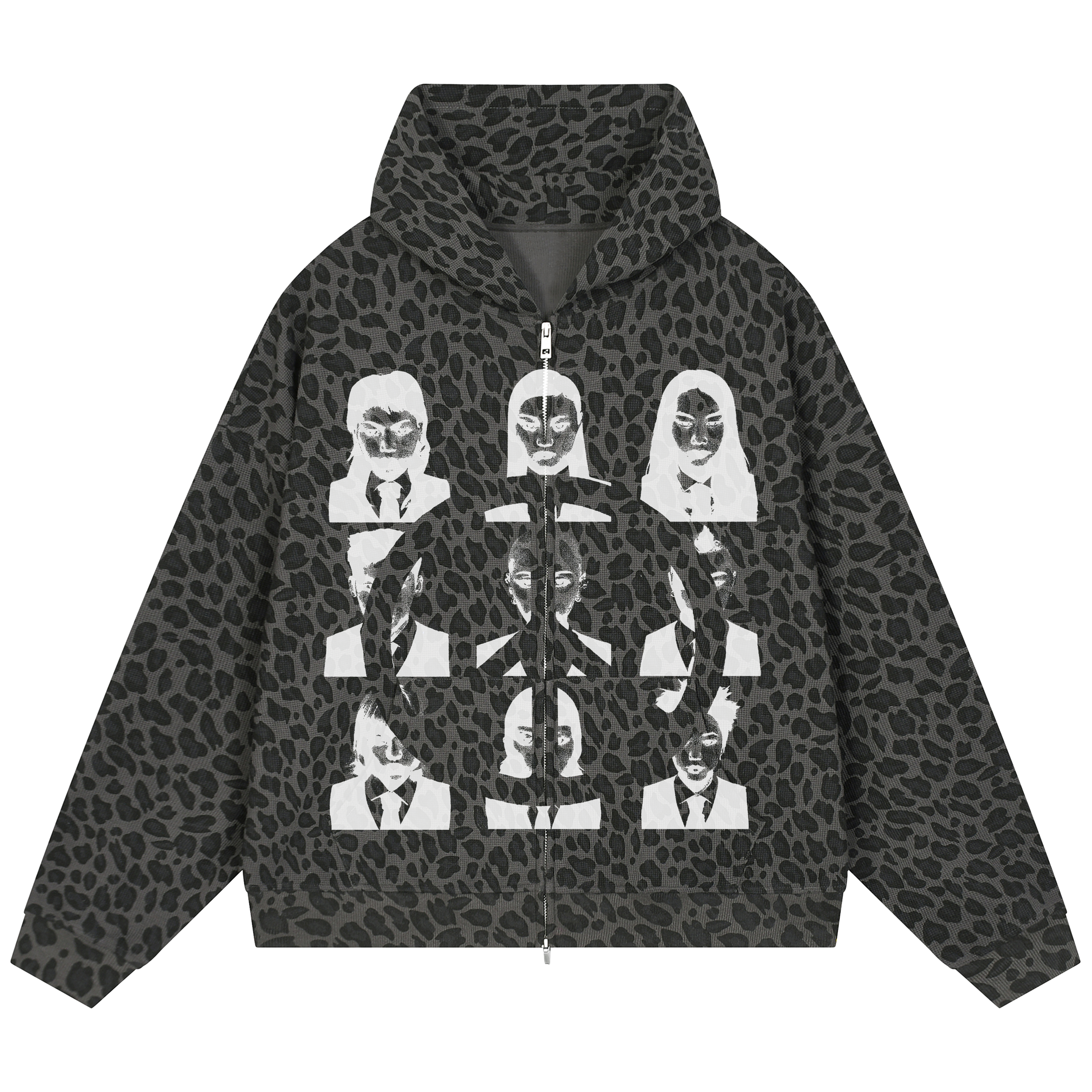 Faces Waffle Zip Up - Leopard