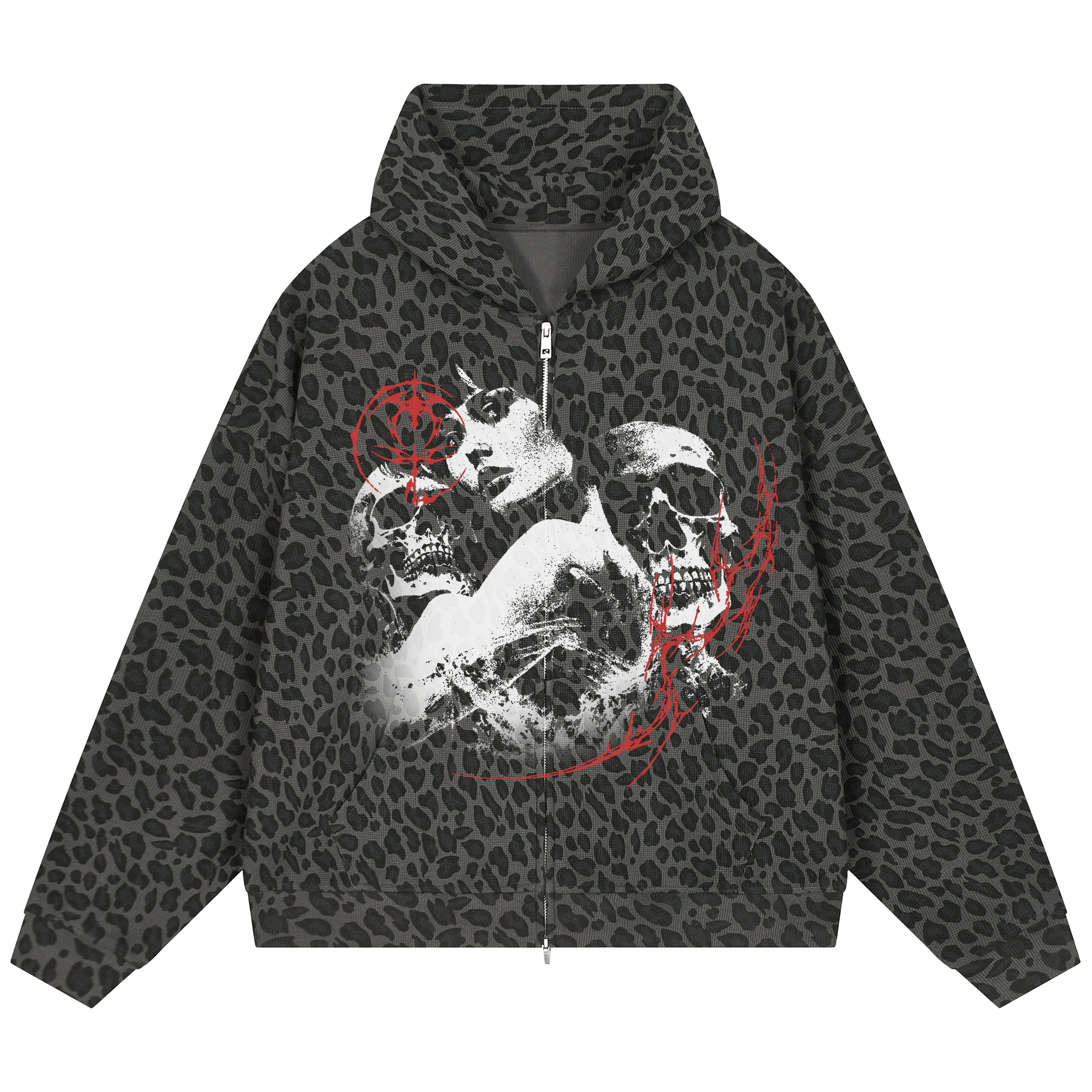 Lost Life Waffle Zip Up - Leopard