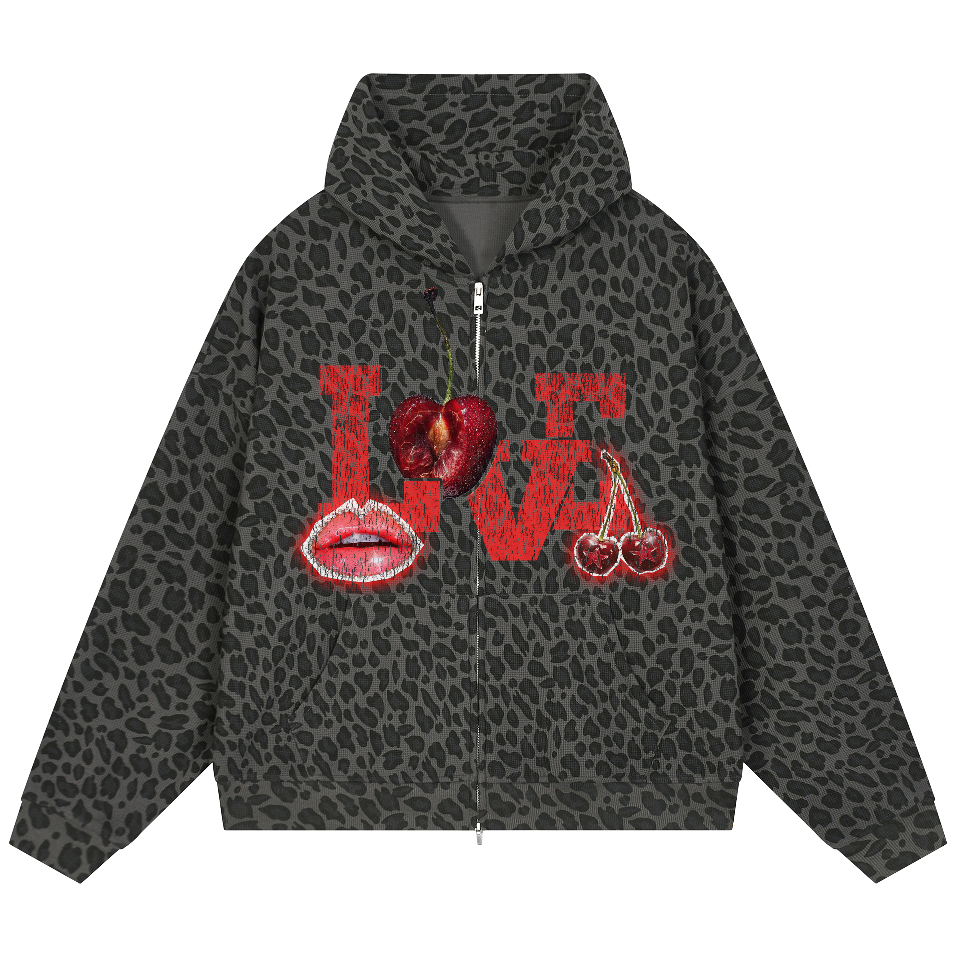 Love Waffle Zip Up - Leopard