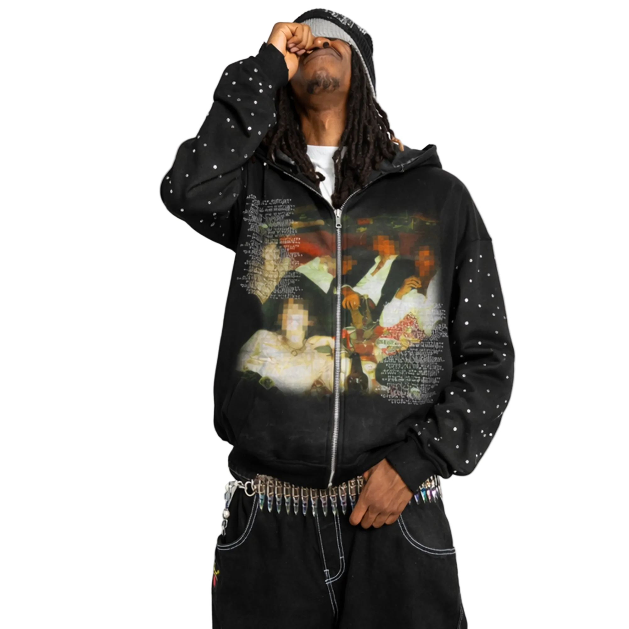 Mafia Rhinestone Zip Up