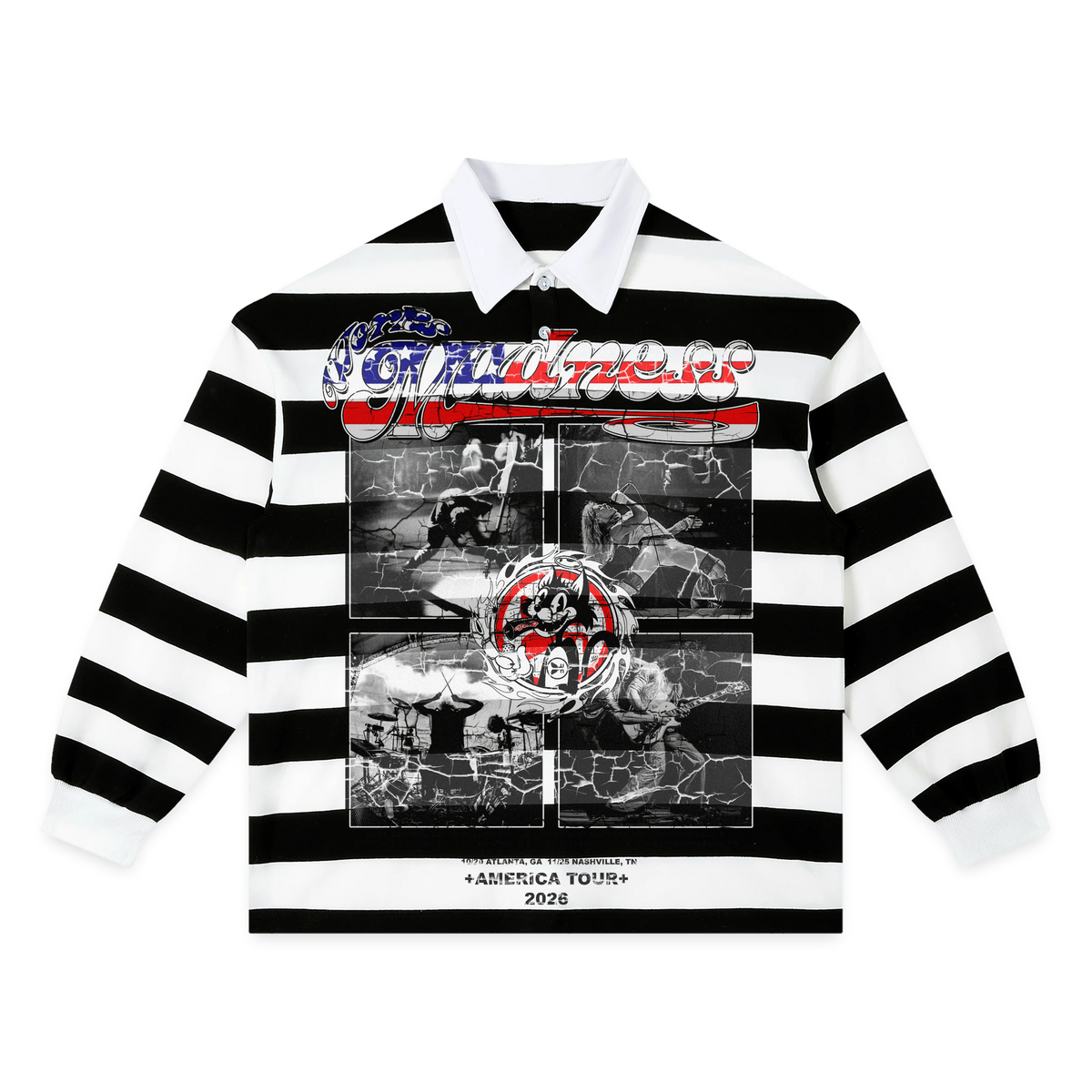 Madness Tour Stripe Polo - Black