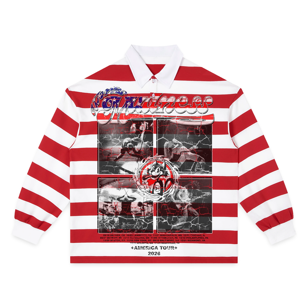 Madness Tour Stripe Polo - Red