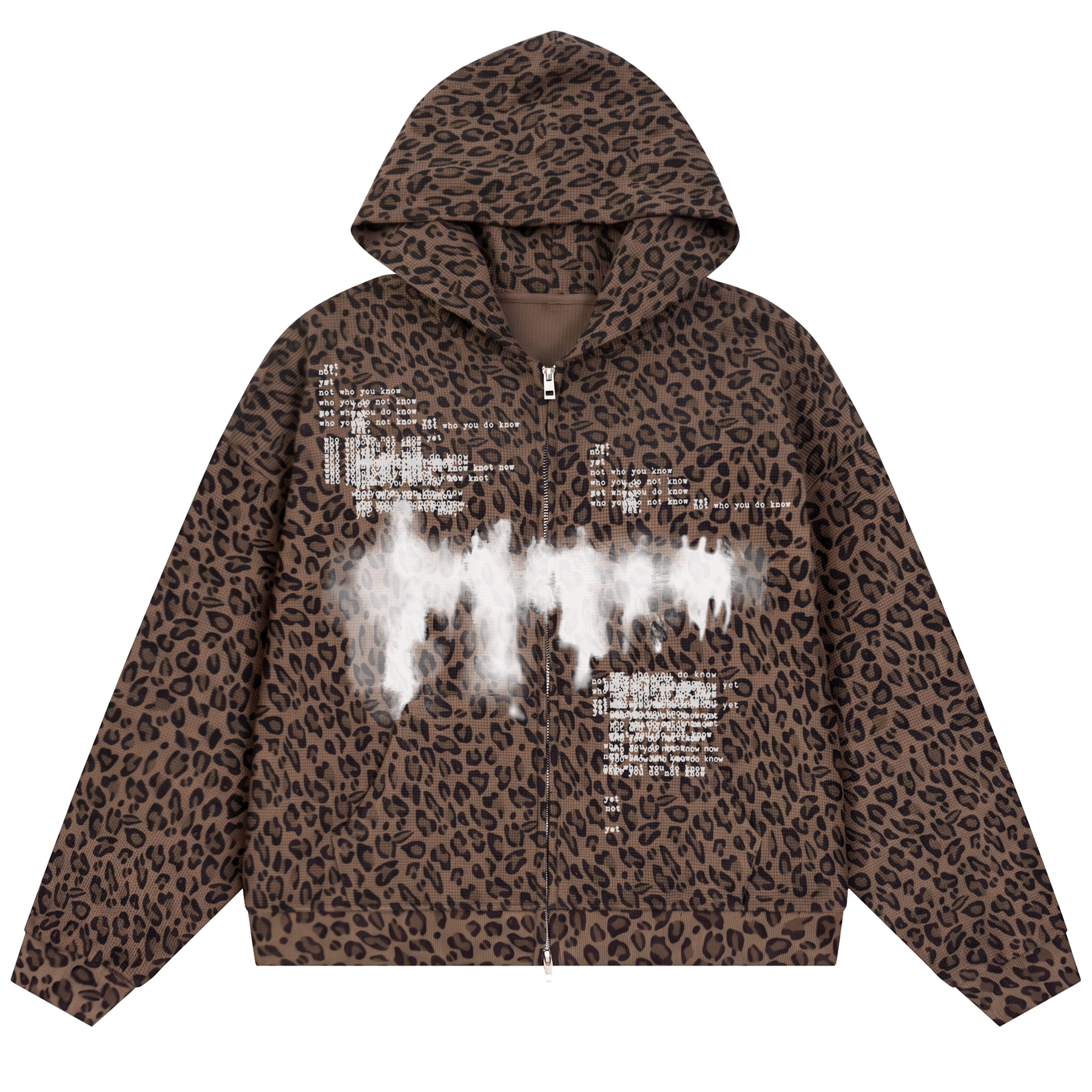 Not You Know Waffle Zip Up - Cheetah