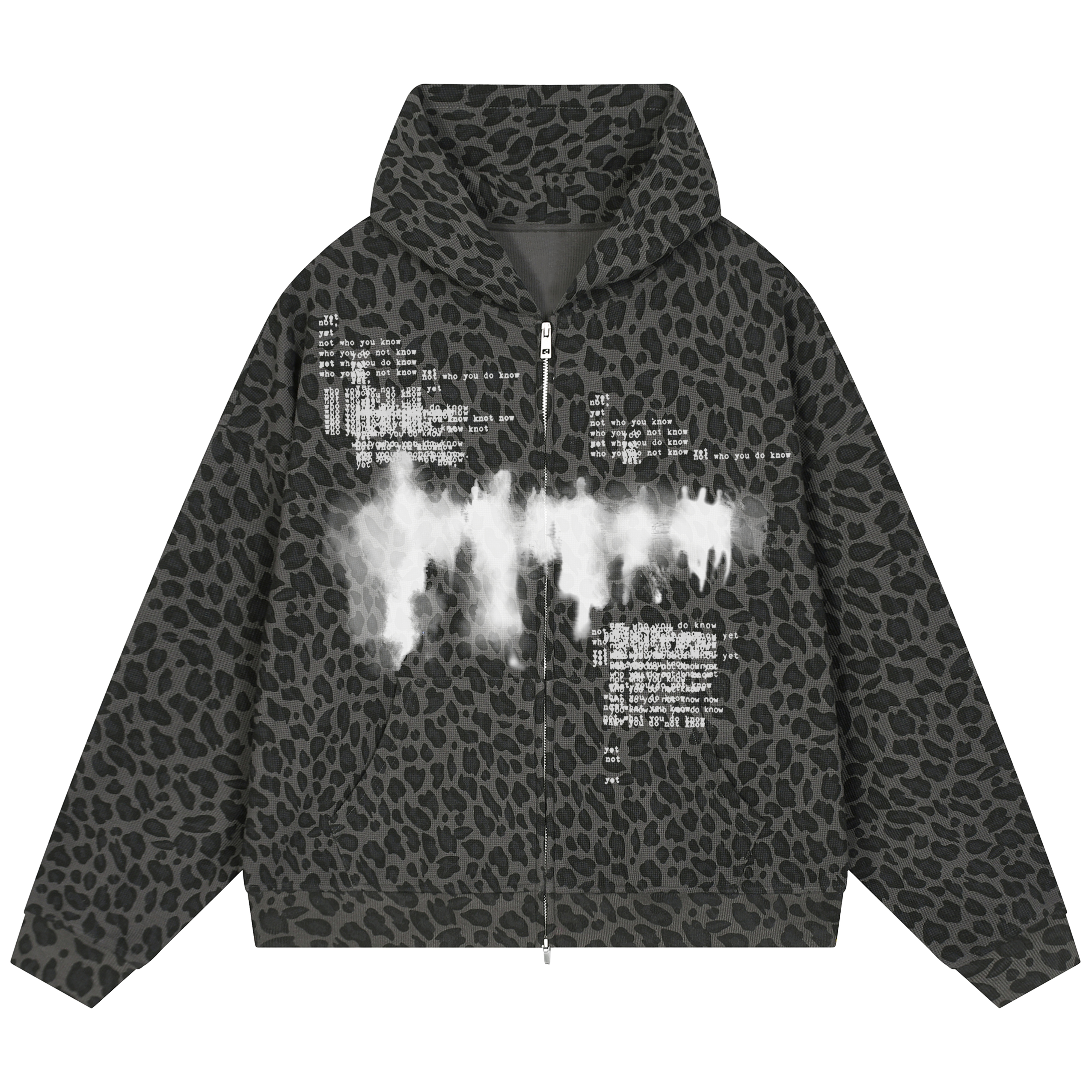 Not You Know Waffle Zip Up - Leopard