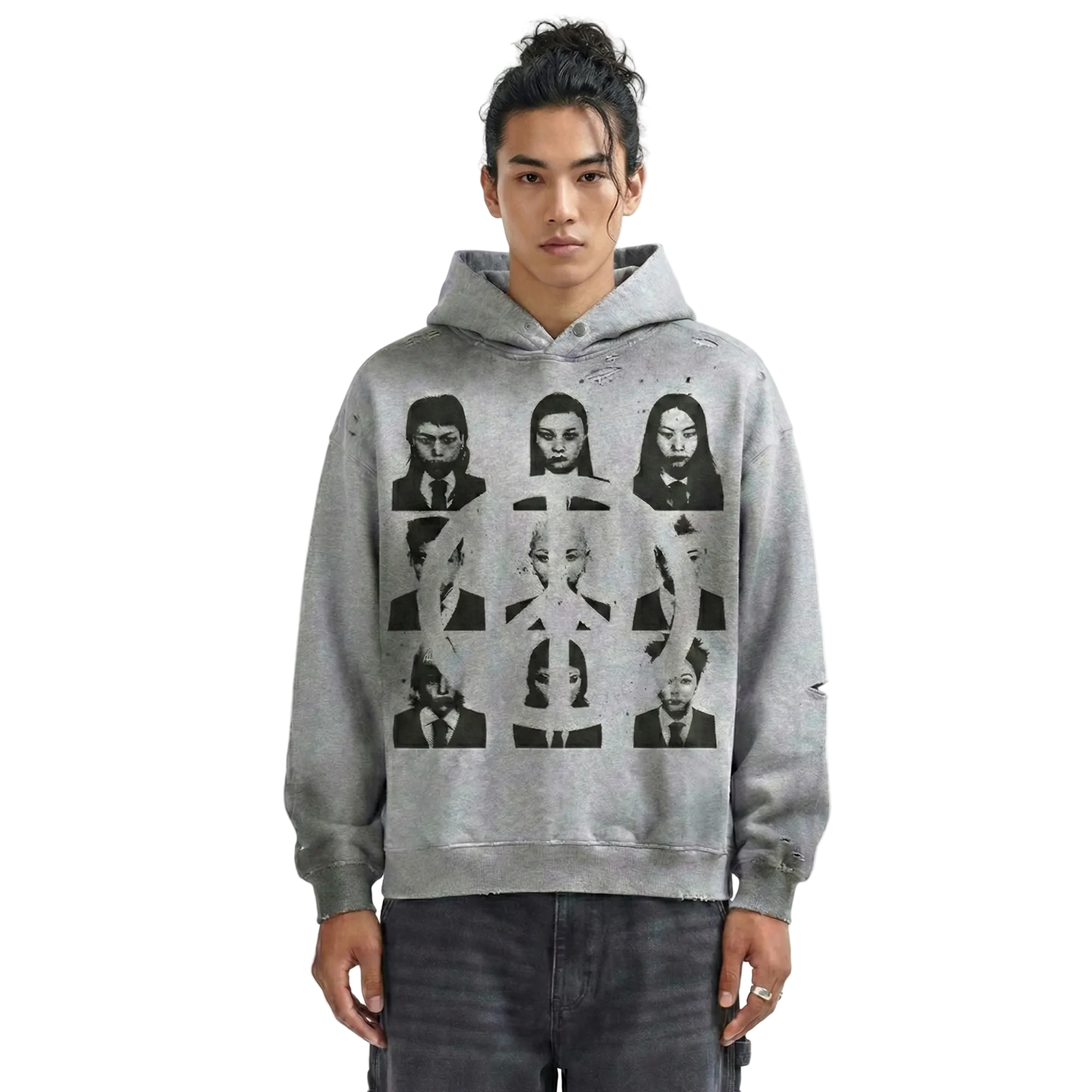 Faces Distress Hoodie