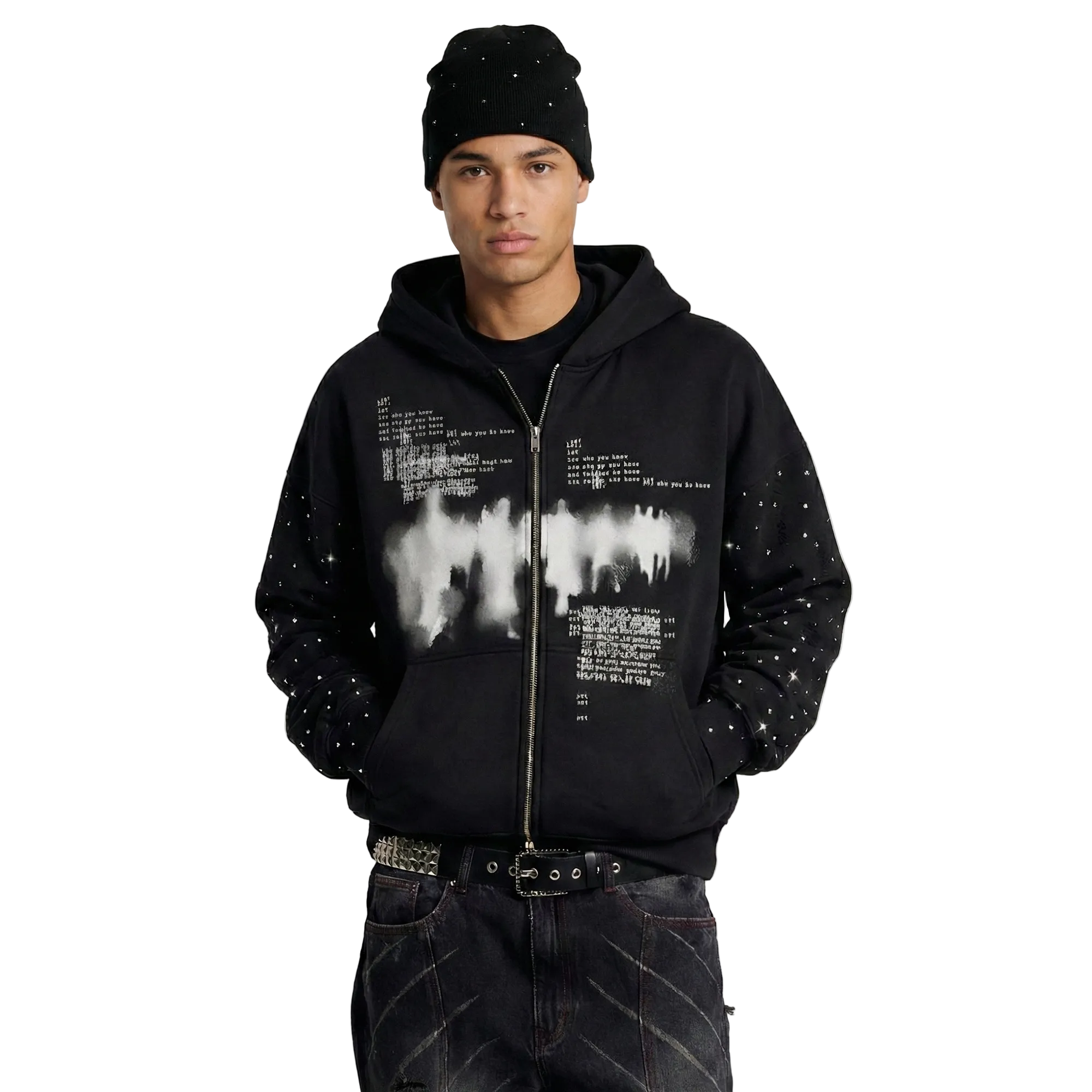 Not You Know Rhinestone Zip Up