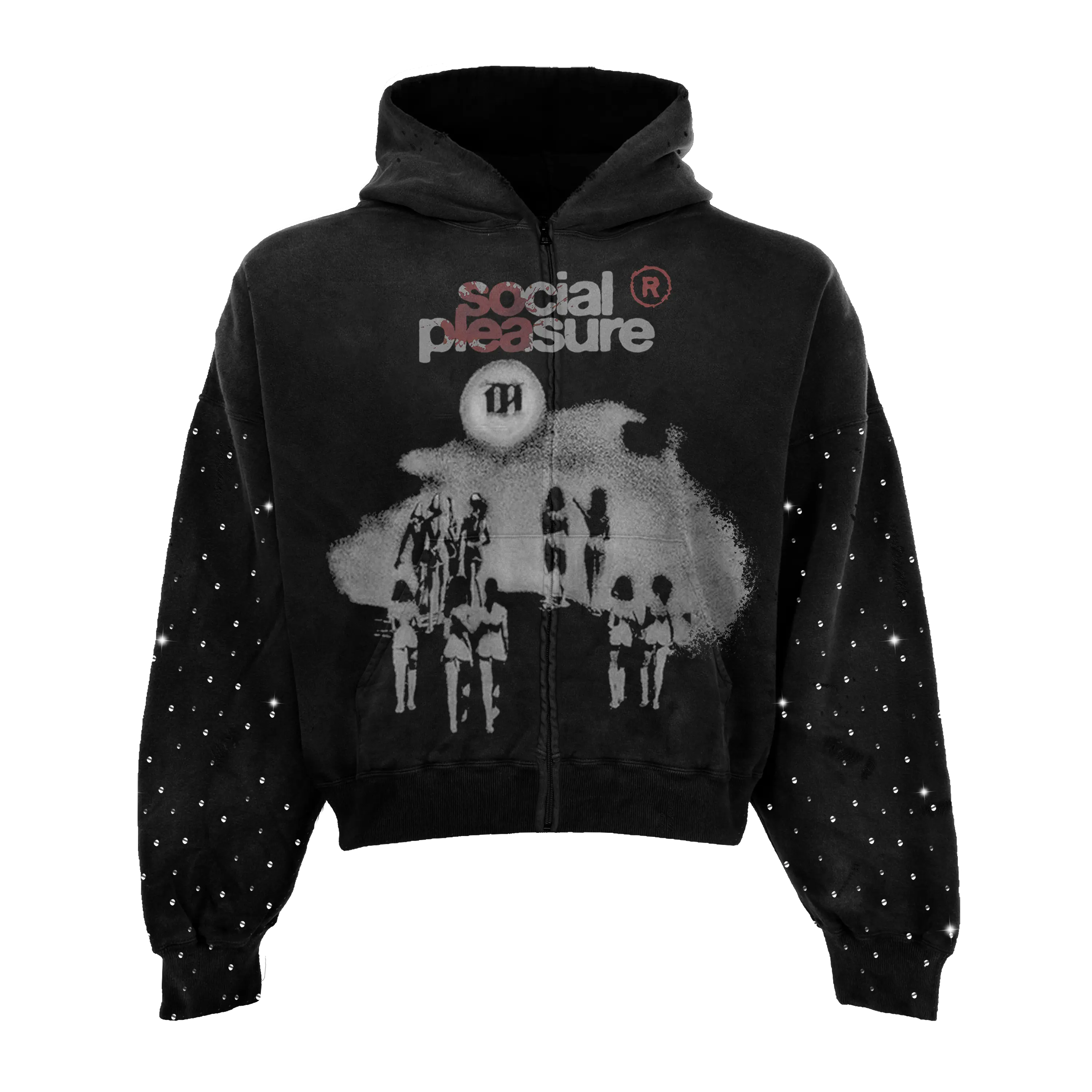 Social Pleasure Rhinestone Zip Up WorksOfMadness