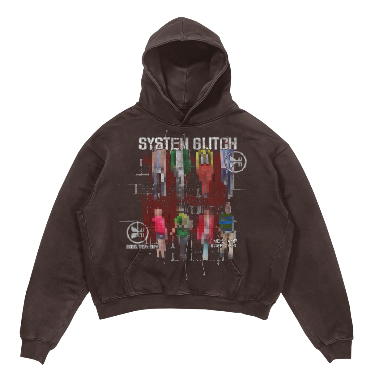 System Glitch Hoodie - Brown