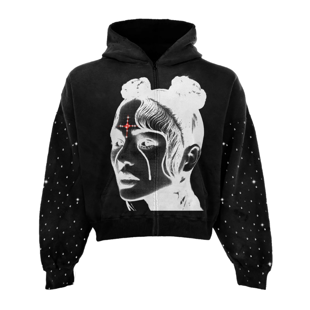Spiritual Girl Rhinestone Zip Up