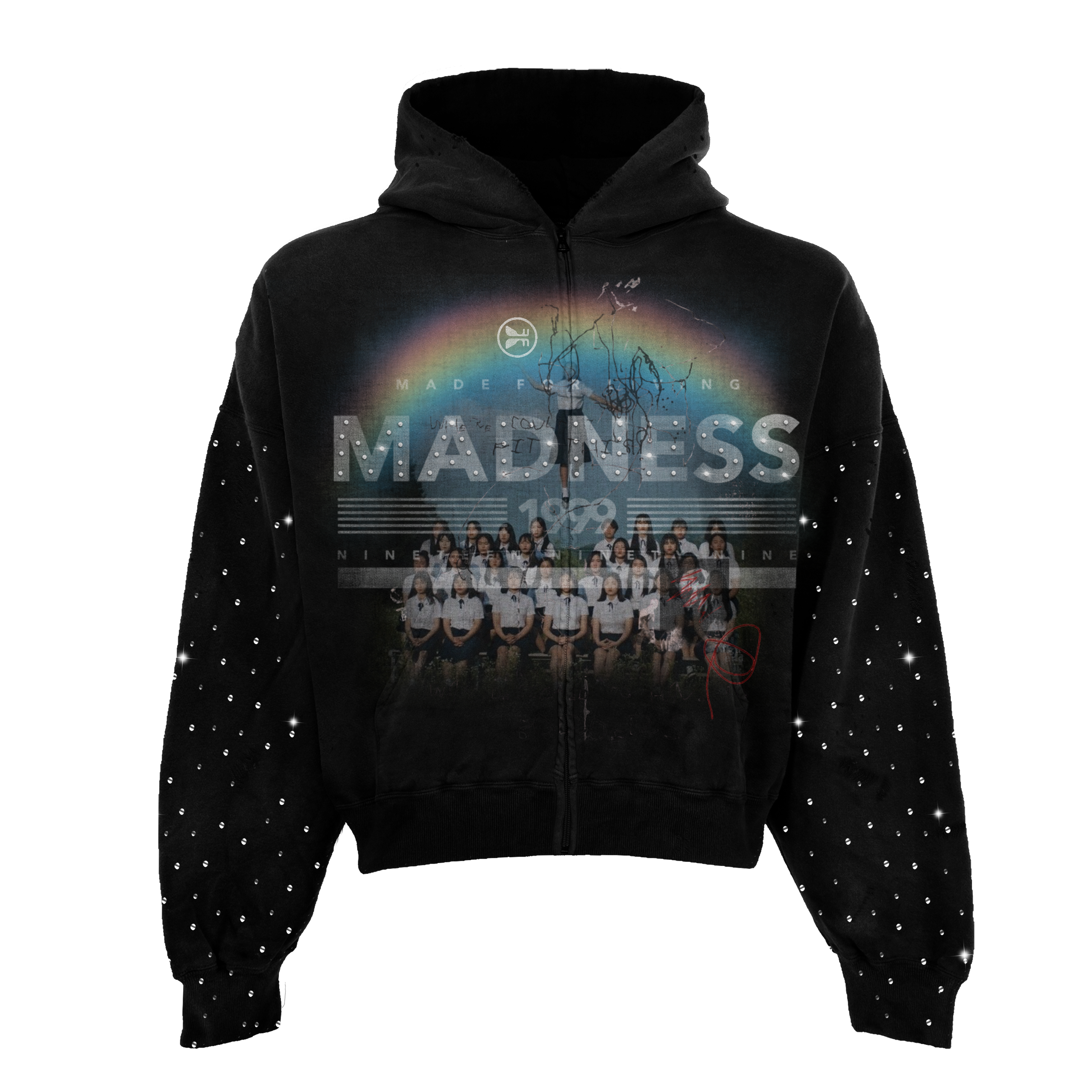 Detention Rhinestone Zip Up