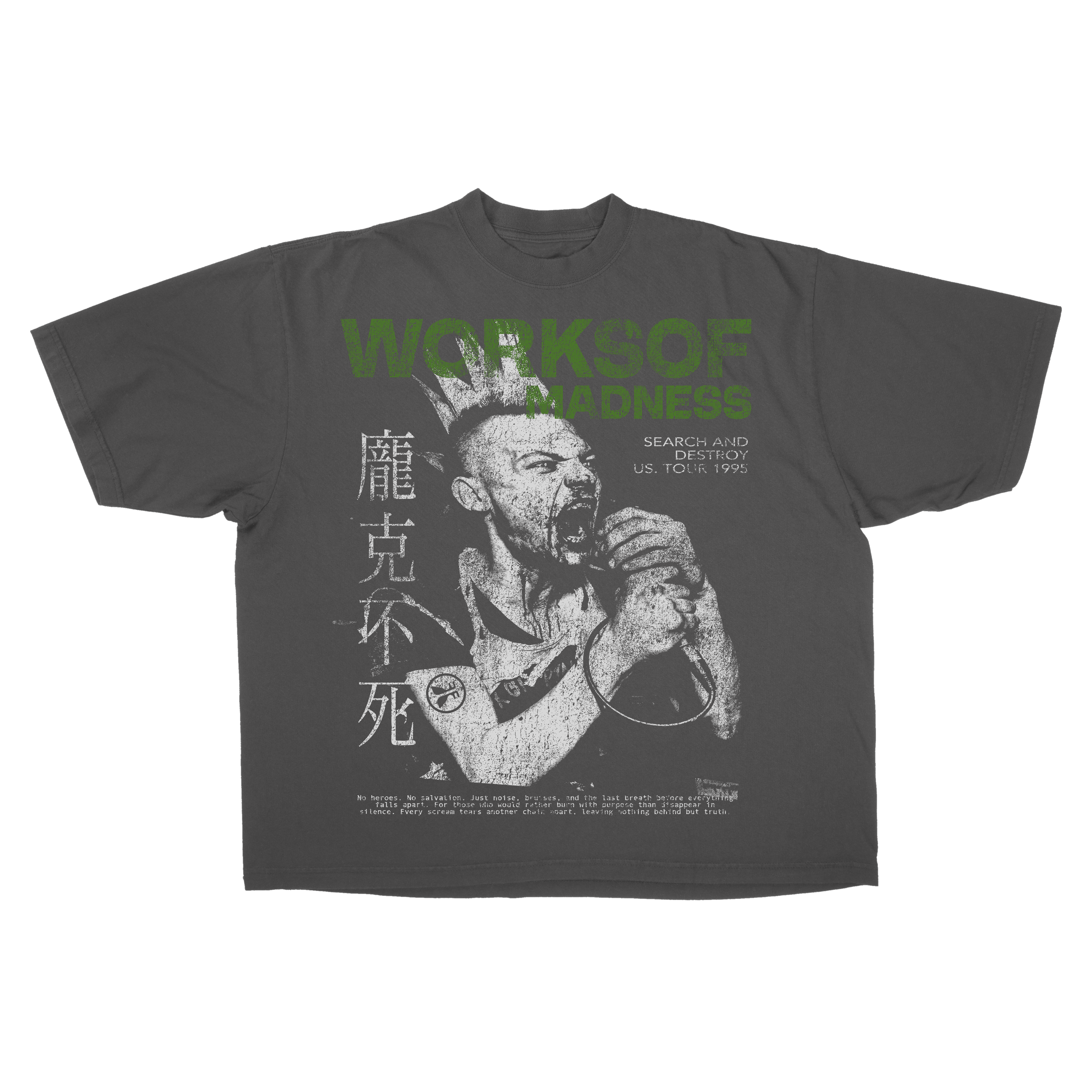 No Heroes Drop Tee Grey