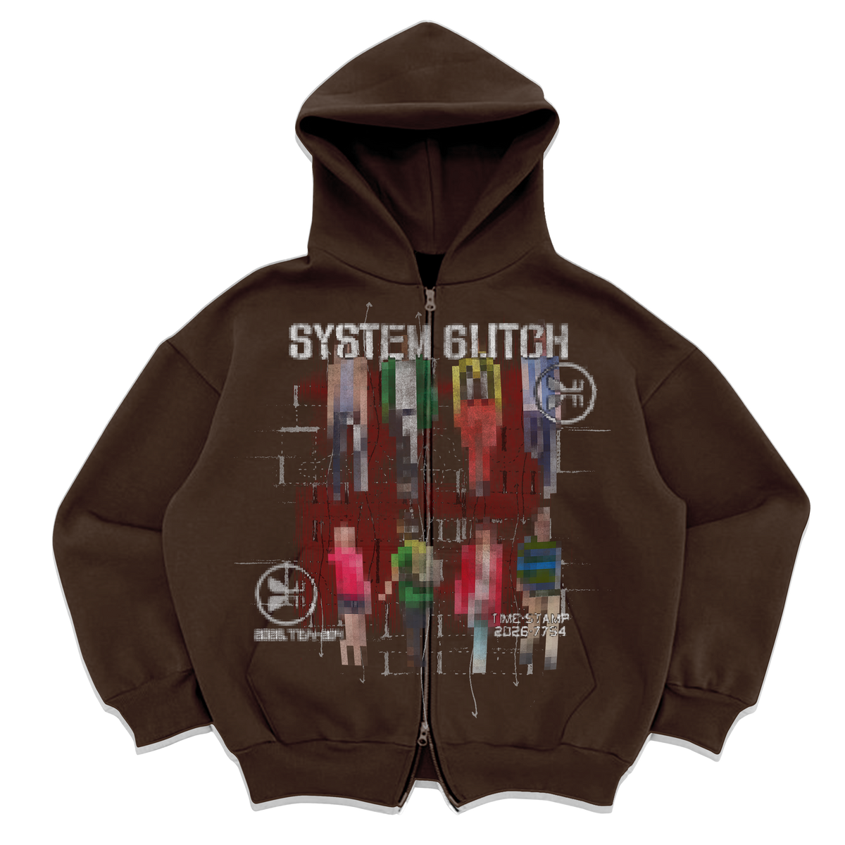 System Glitch Zip Up - Brown