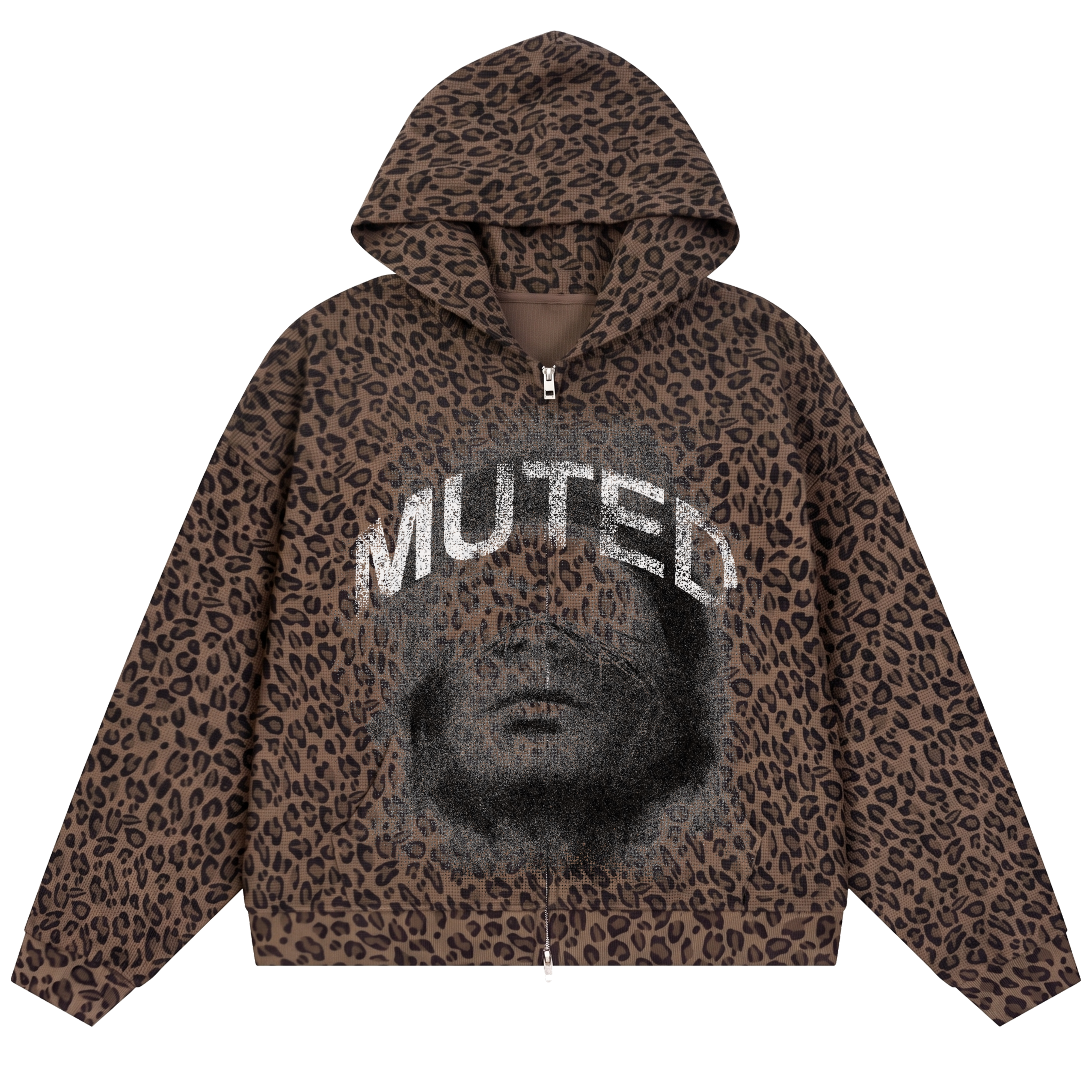 Muted Waffle Zip Up - Cheetah