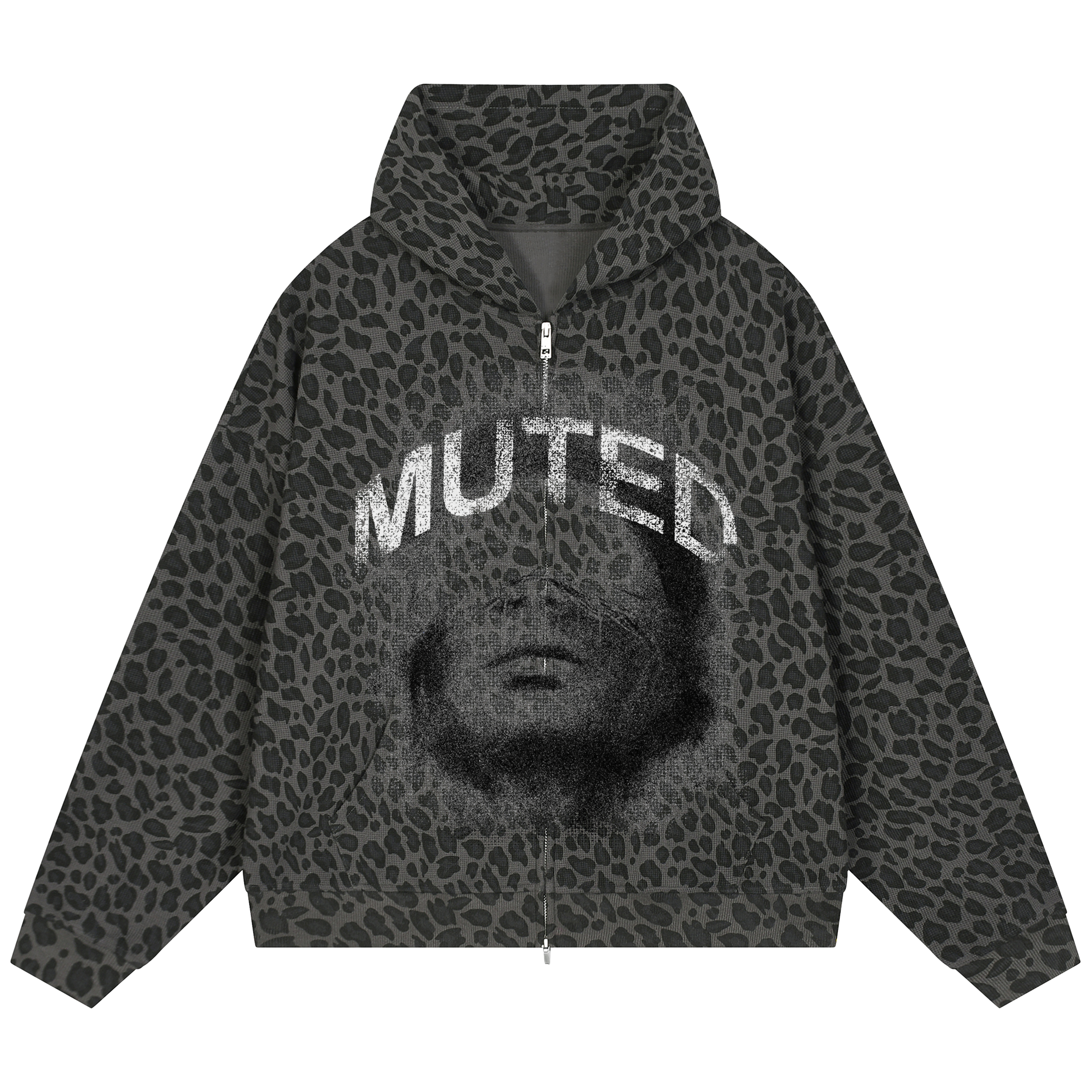Muted Waffle Zip Up - Leopard