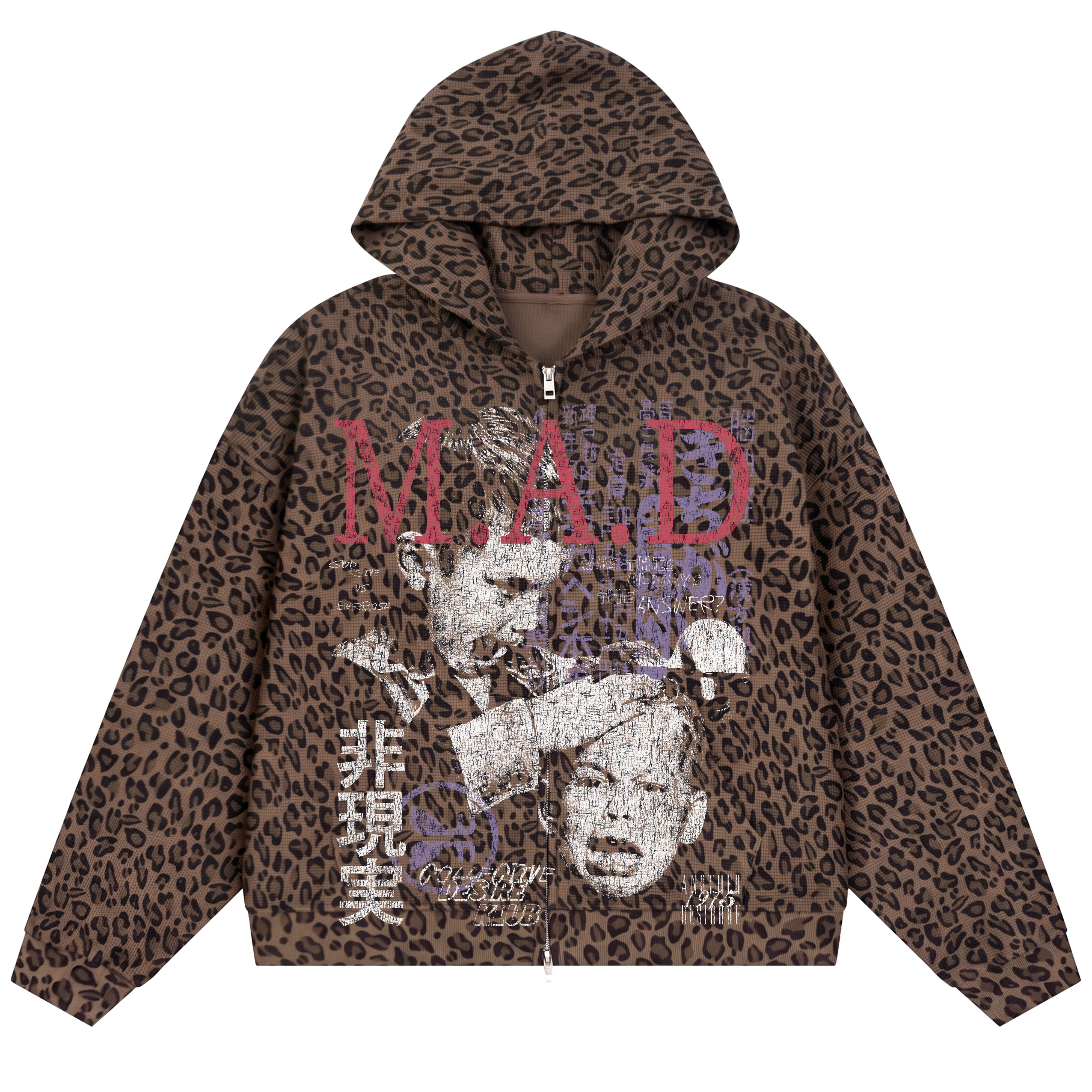 Mutually Assured Waffle Zip Up - Cheetah