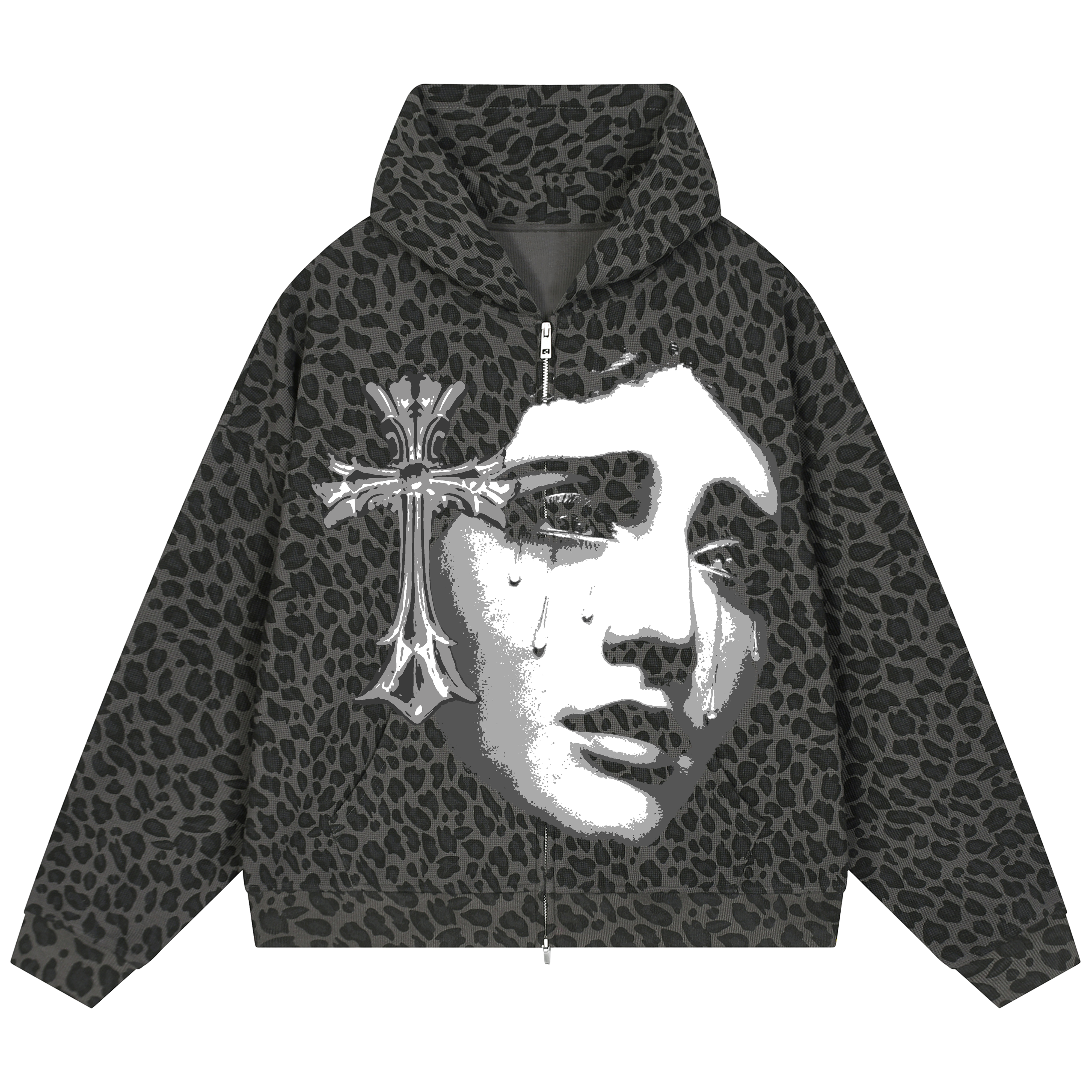 Prayers Waffle Zip Up - Leopard