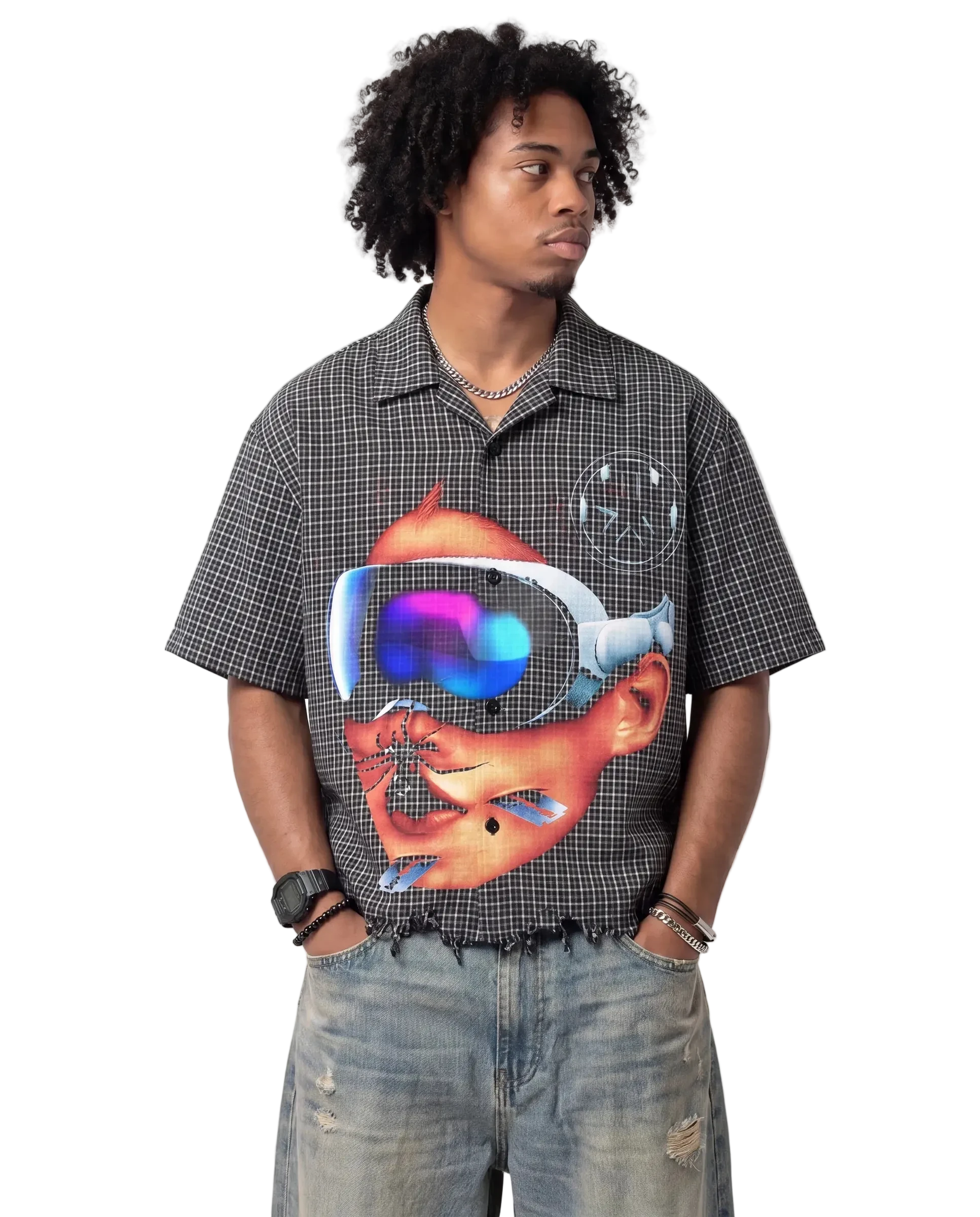 Vision Distress Button Up
