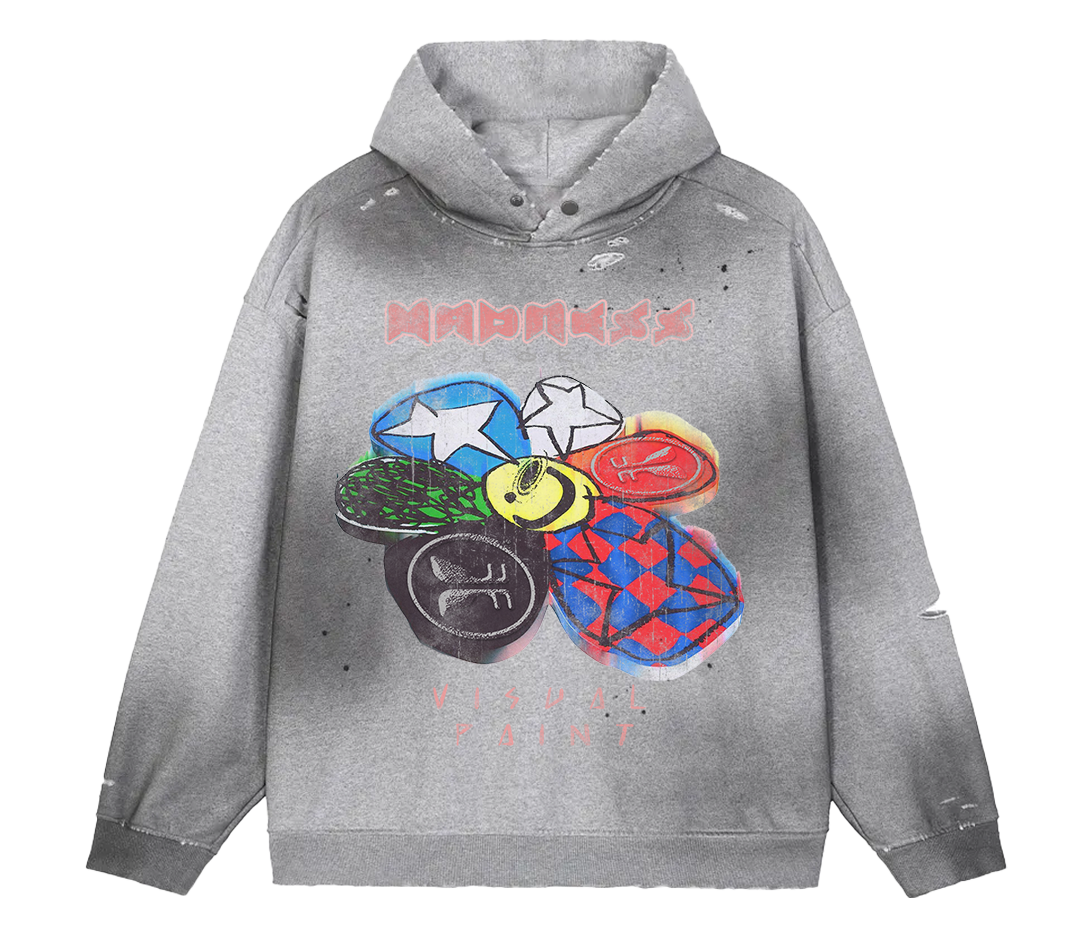 Visual Paint Faded Distress Hoodie