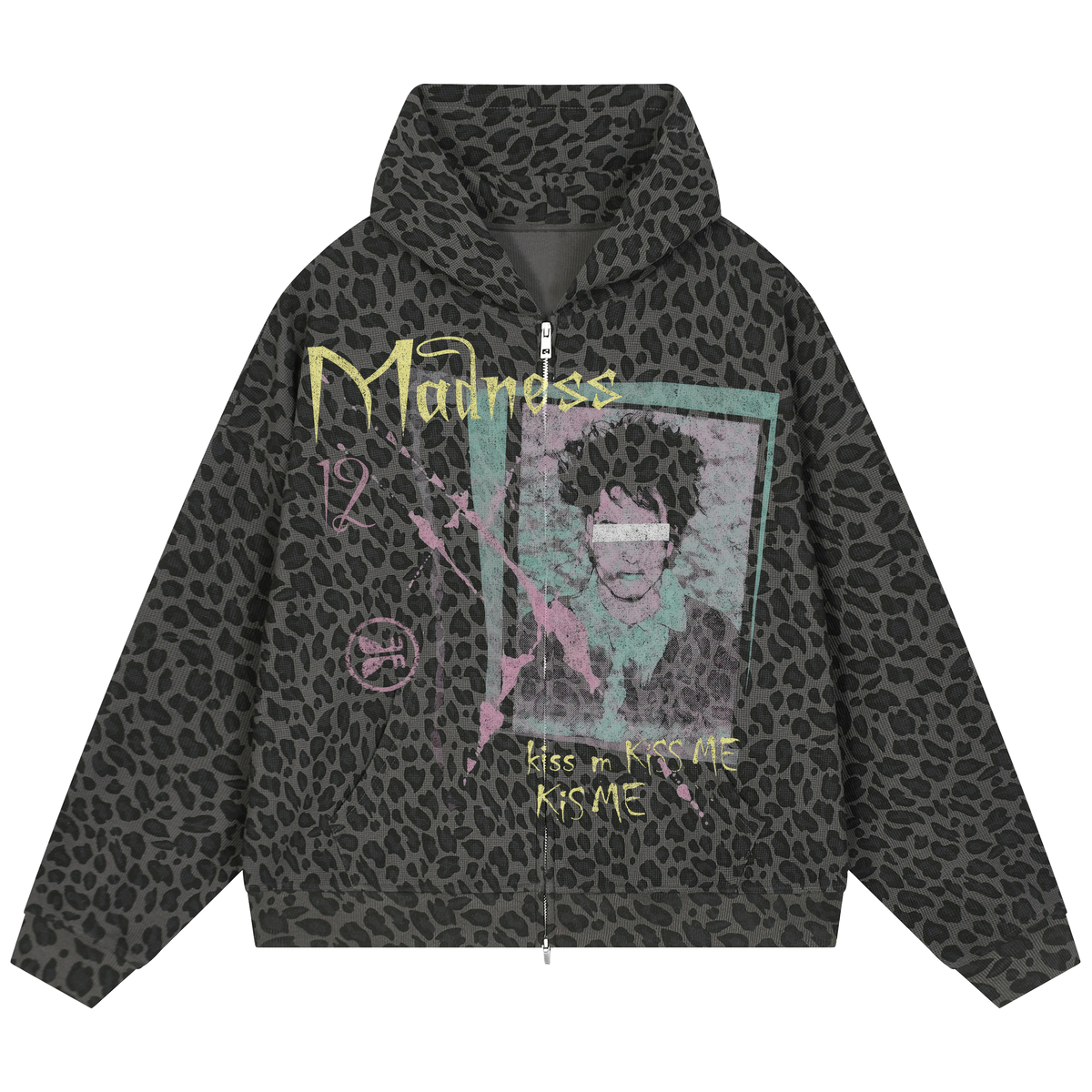 Kiss Me Waffle Zip Up - Leopard