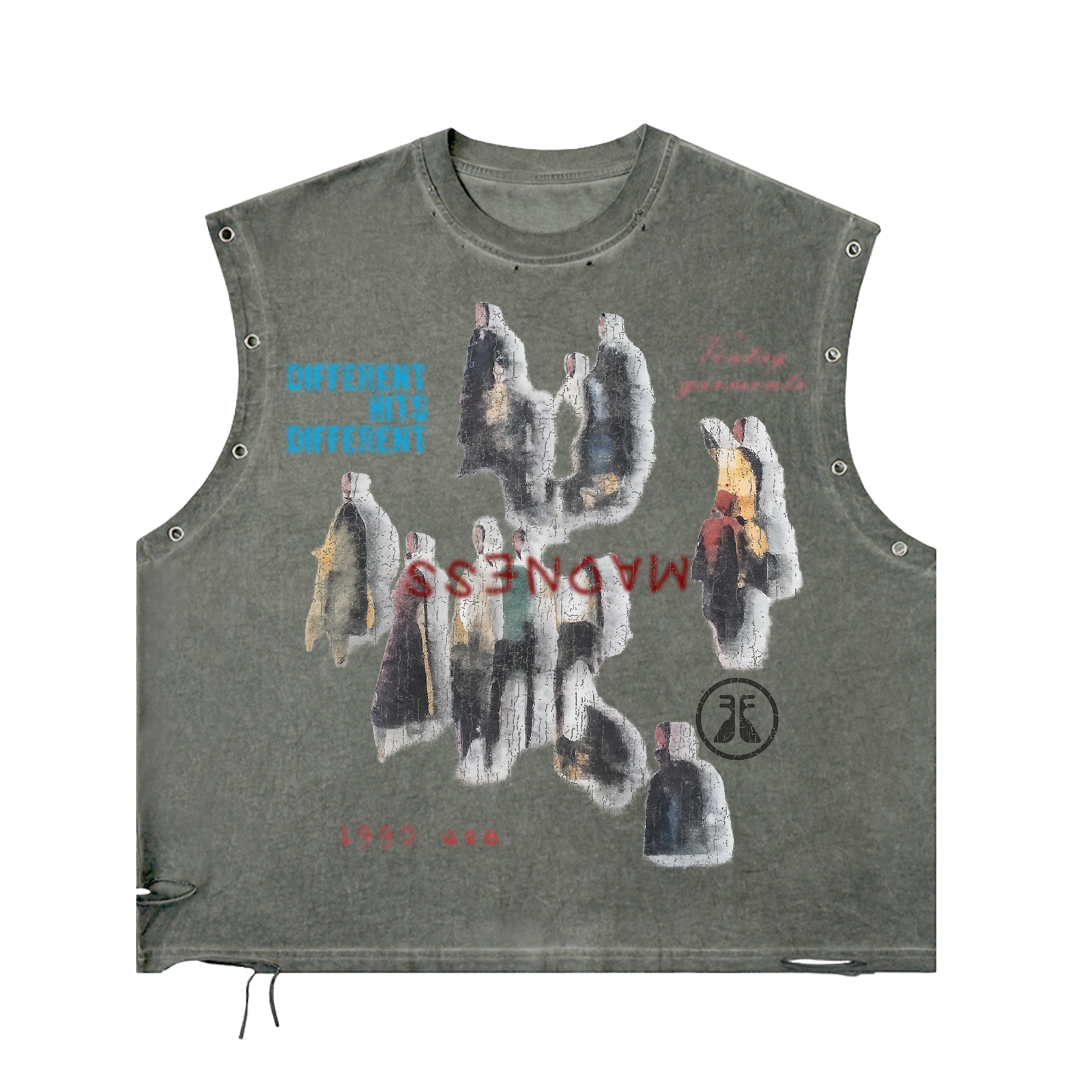Water Damage Sleeveless Tee - Green