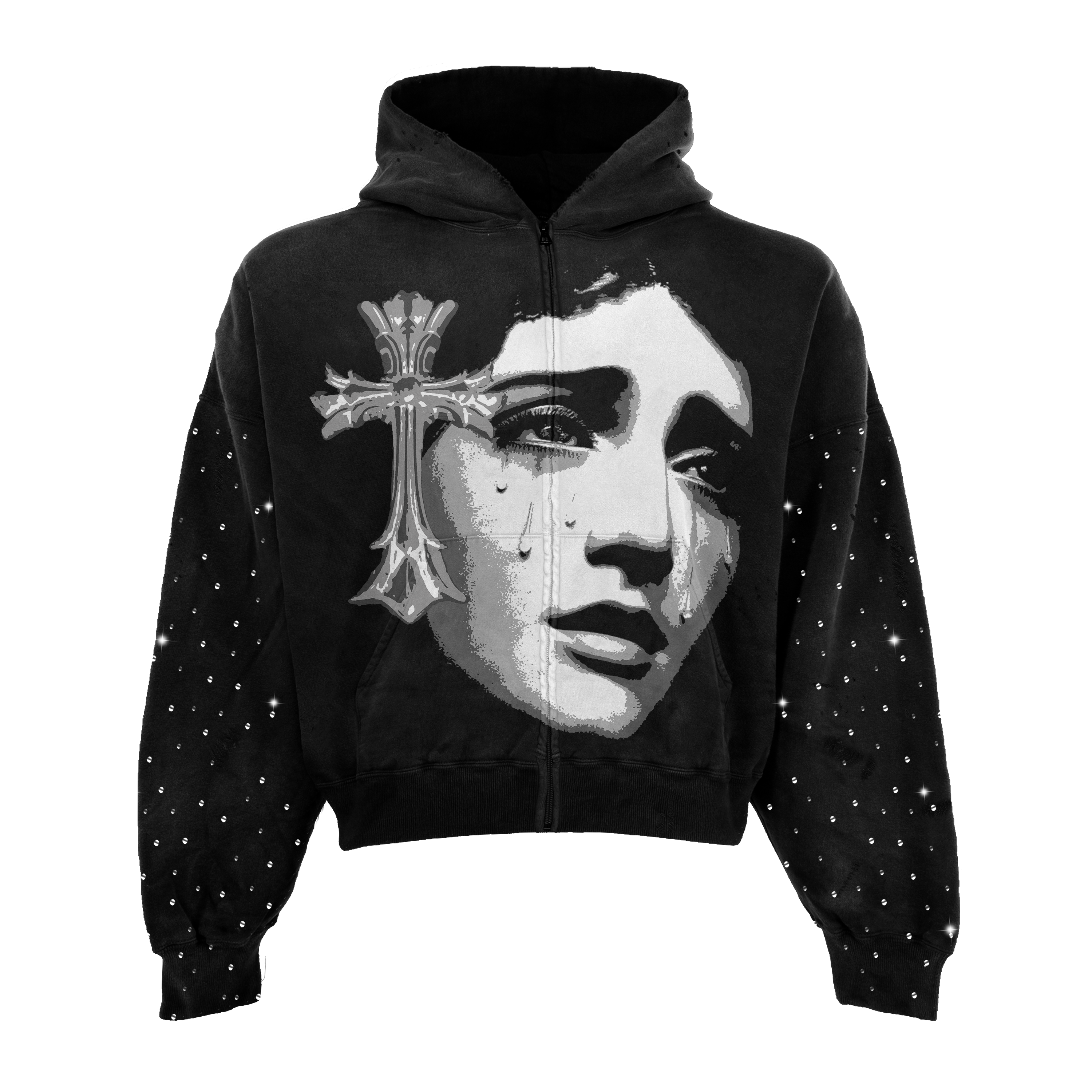 Prayers Rhinestone Zip Up