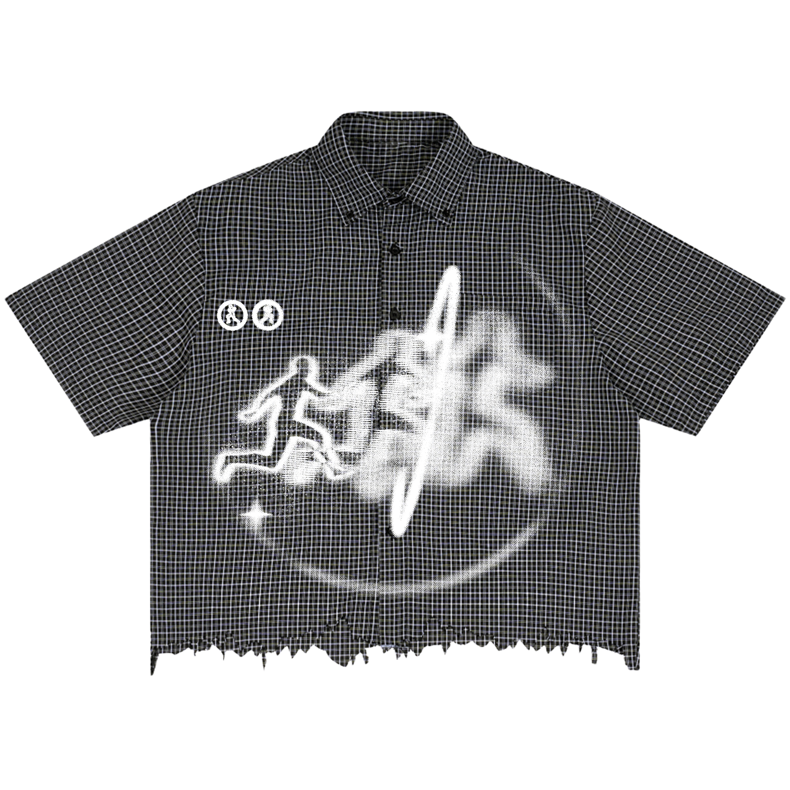 Warp Distress Button Up