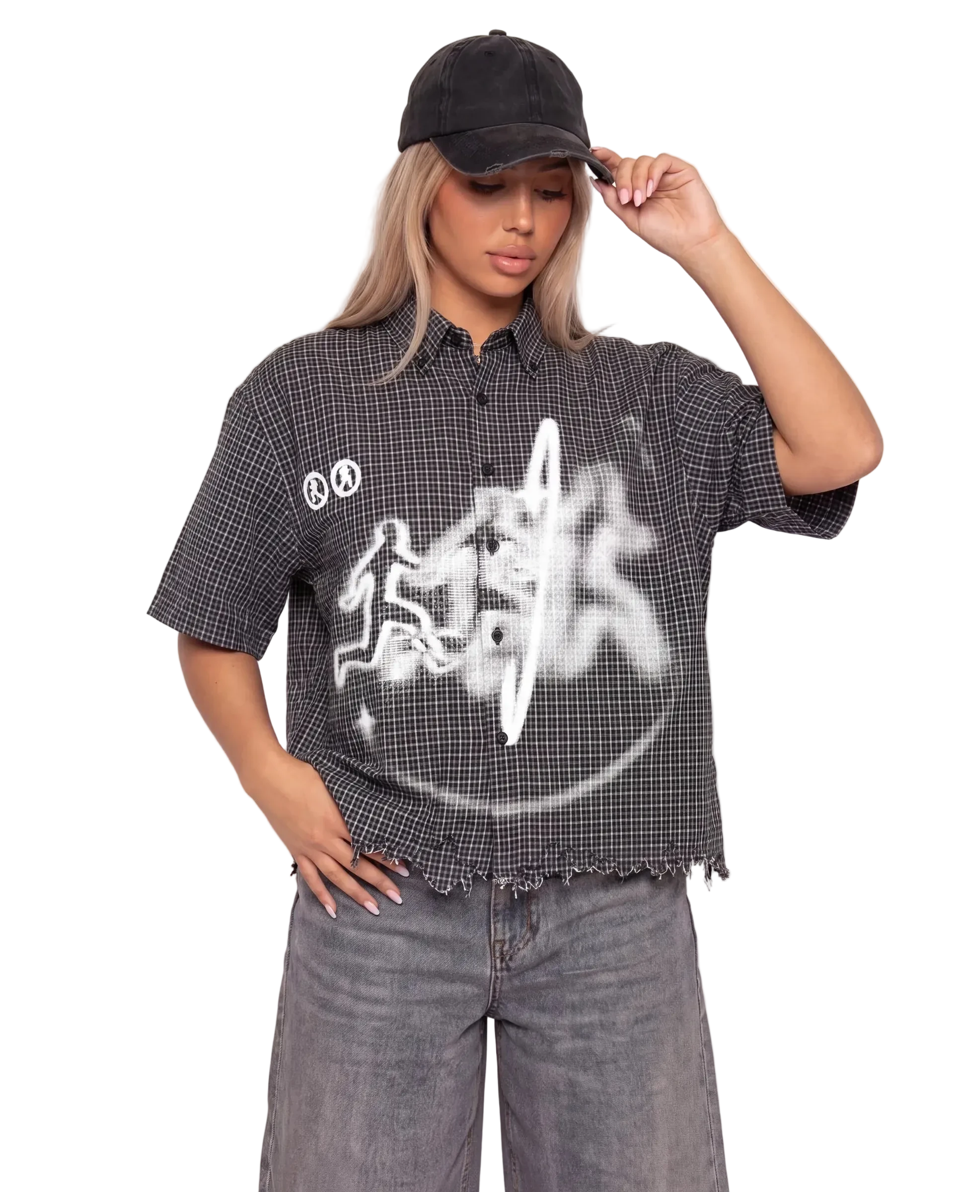 Warp Distress Button Up