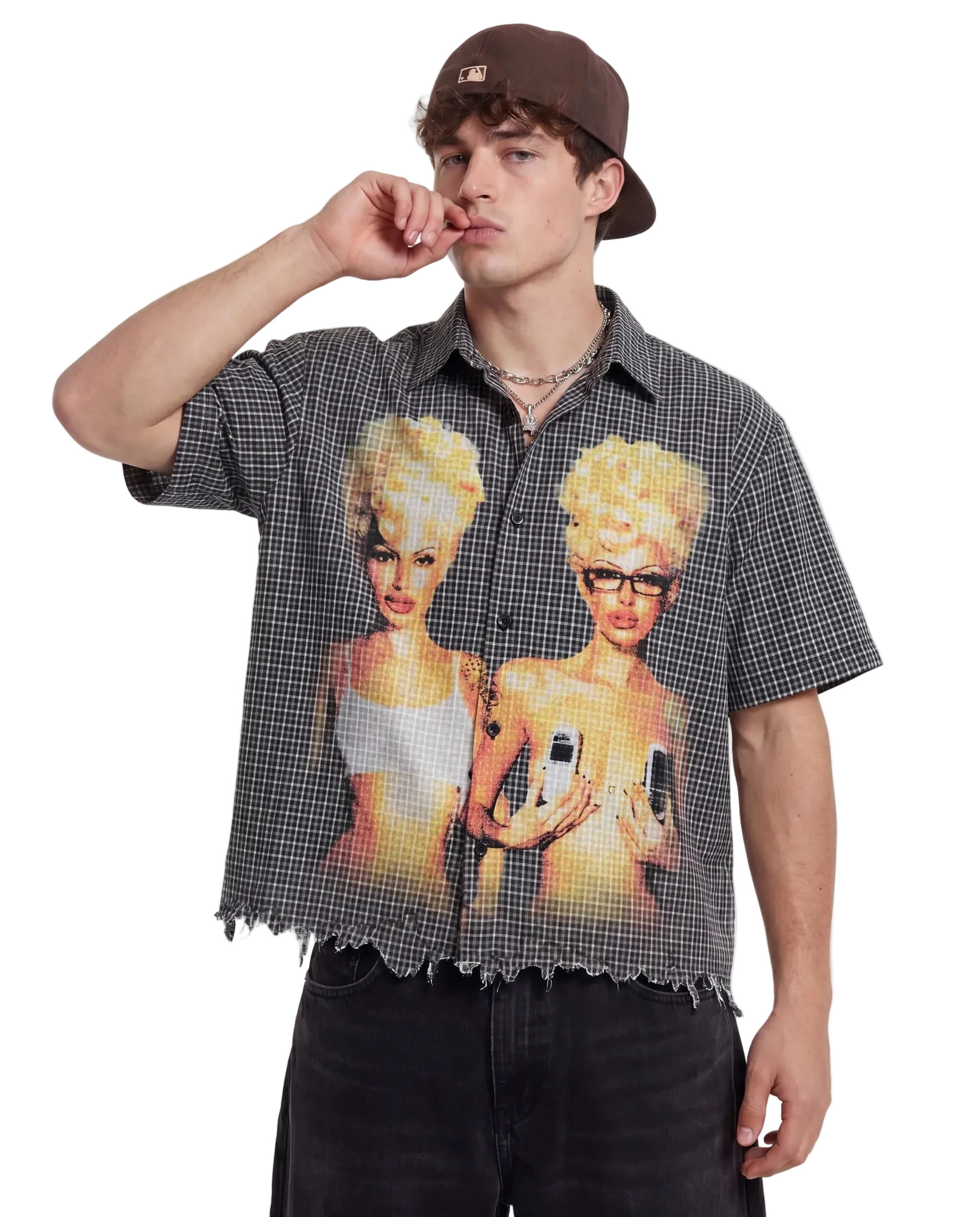 Blondes Distress Button Up