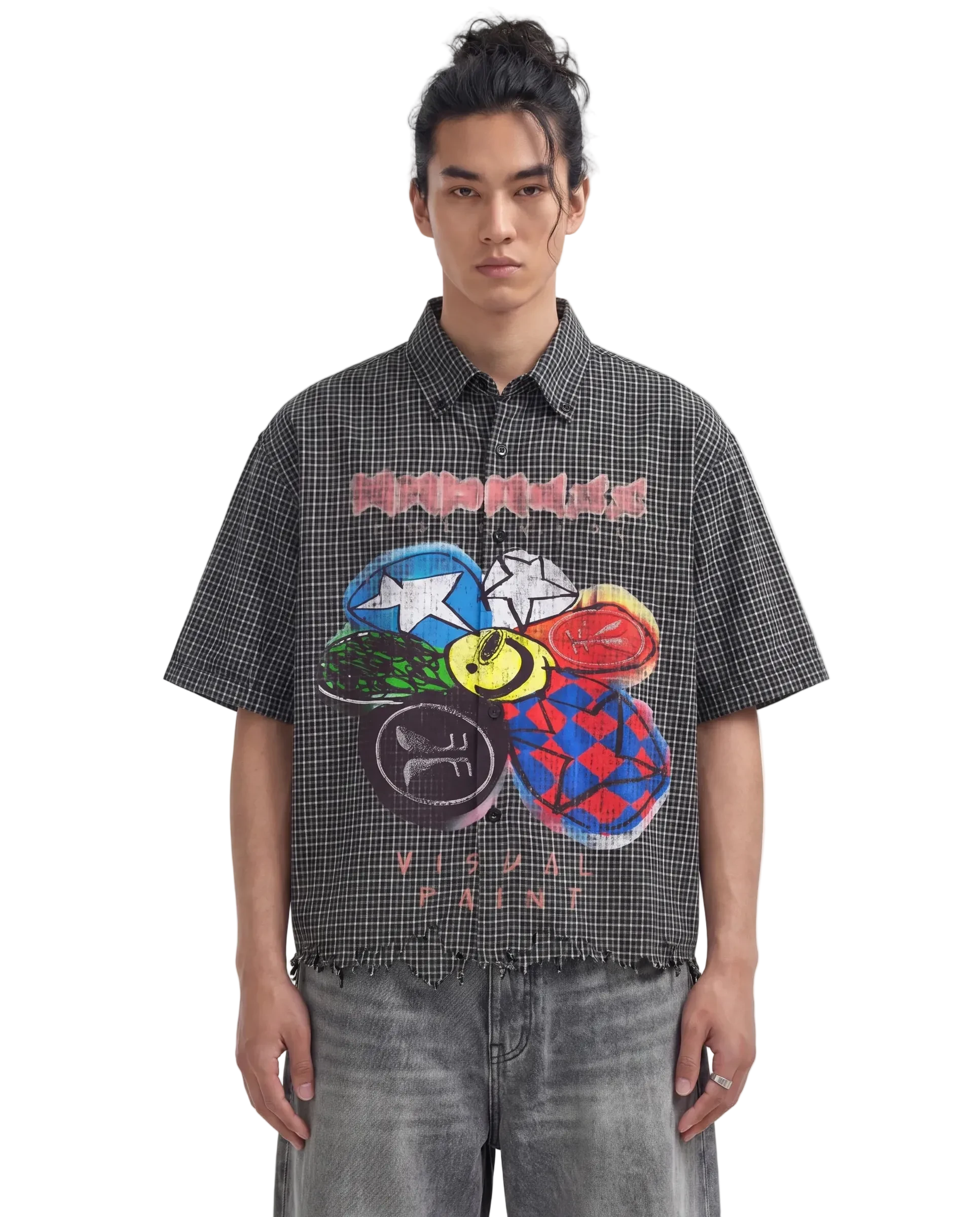 Visual Paint Distress Button Up