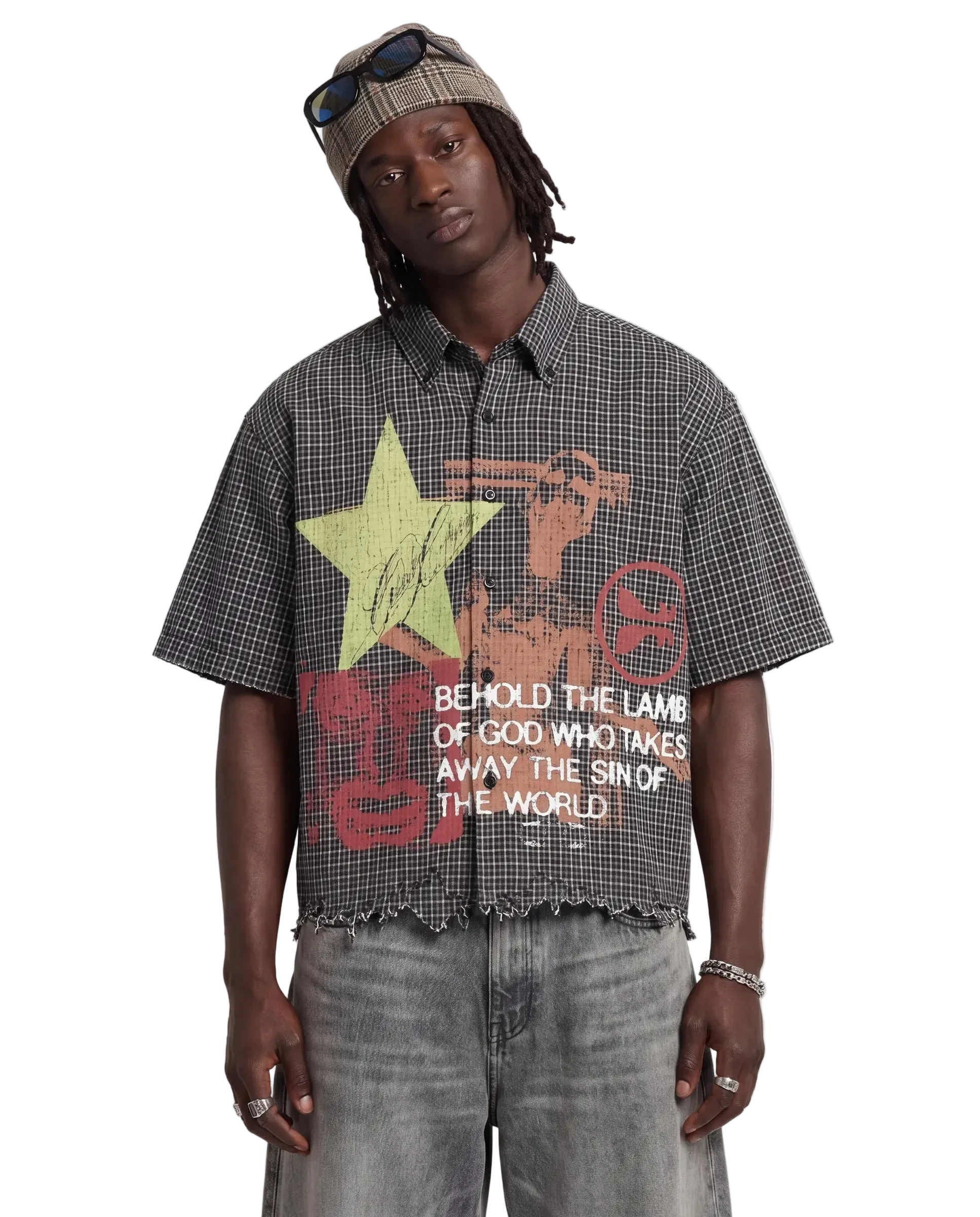 Expression Distress Button Up