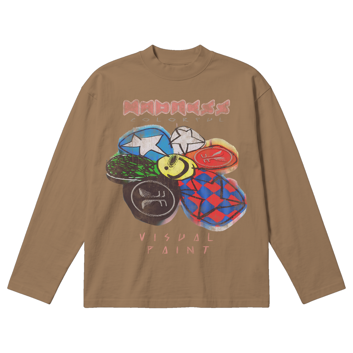 Visual Paint Baggy L/S Tee - Latte