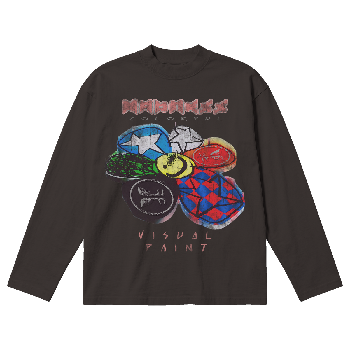 Visual Paint Baggy L/S Tee - Off Black