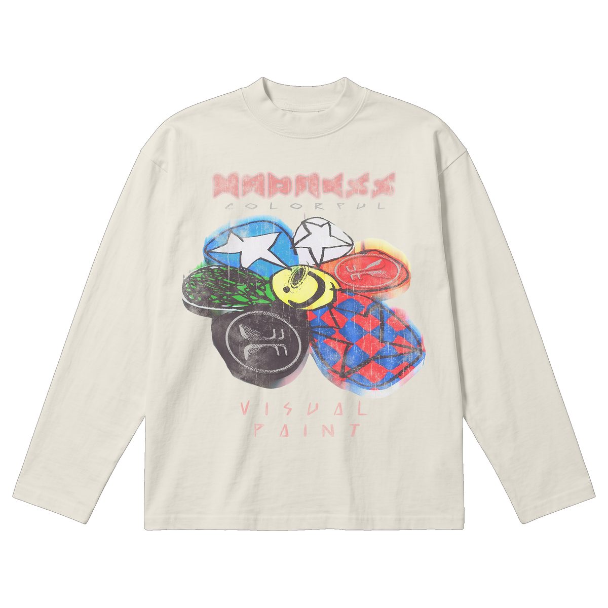 Visual Paint Baggy L/S Tee - Off White