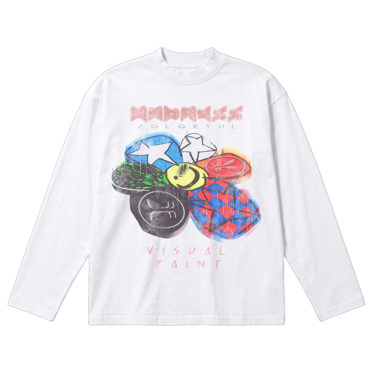 Visual Paint Baggy L/S Tee - White
