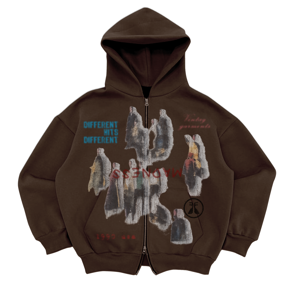 Water Damage Zip Up - Brown