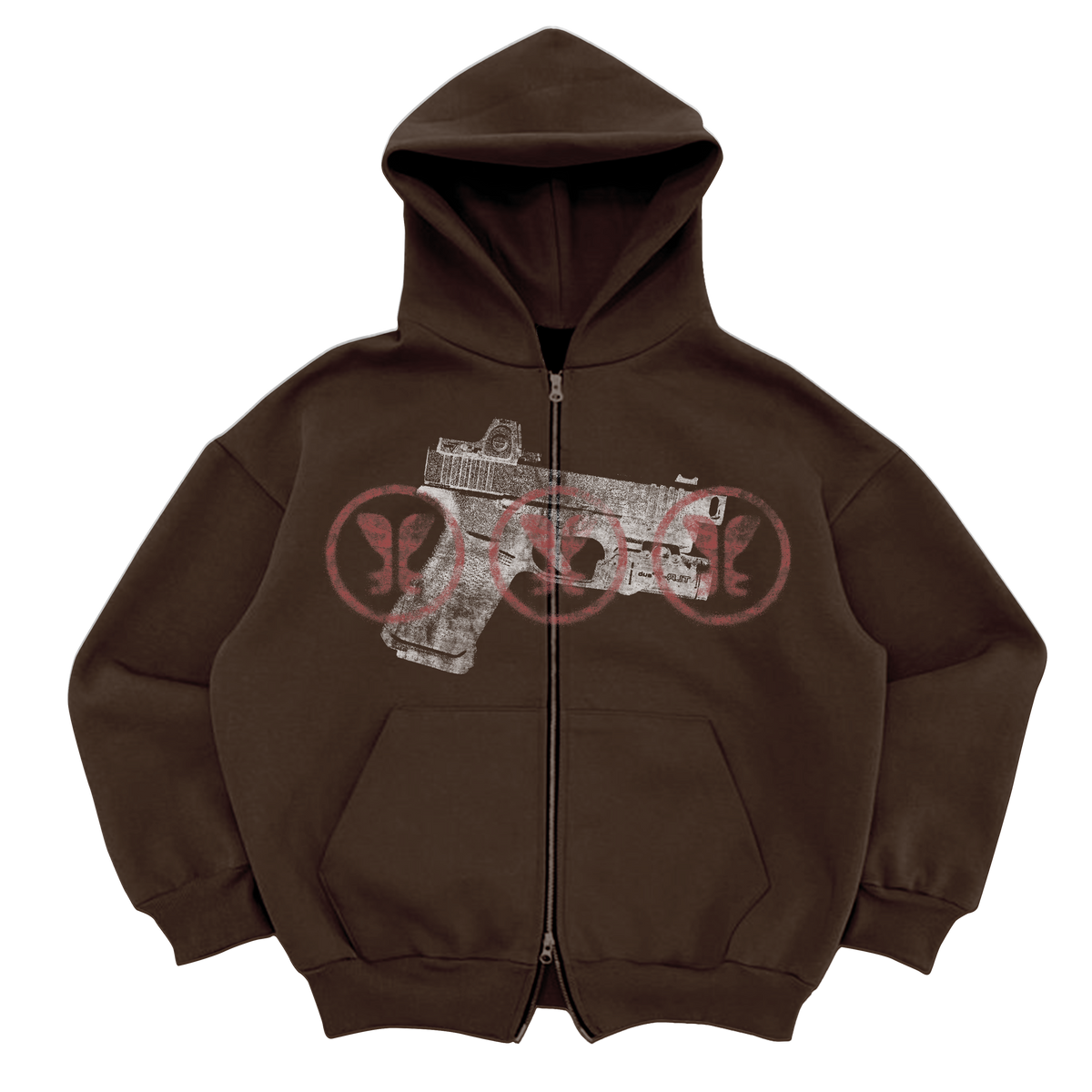 Marked Target Zip Up - Brown