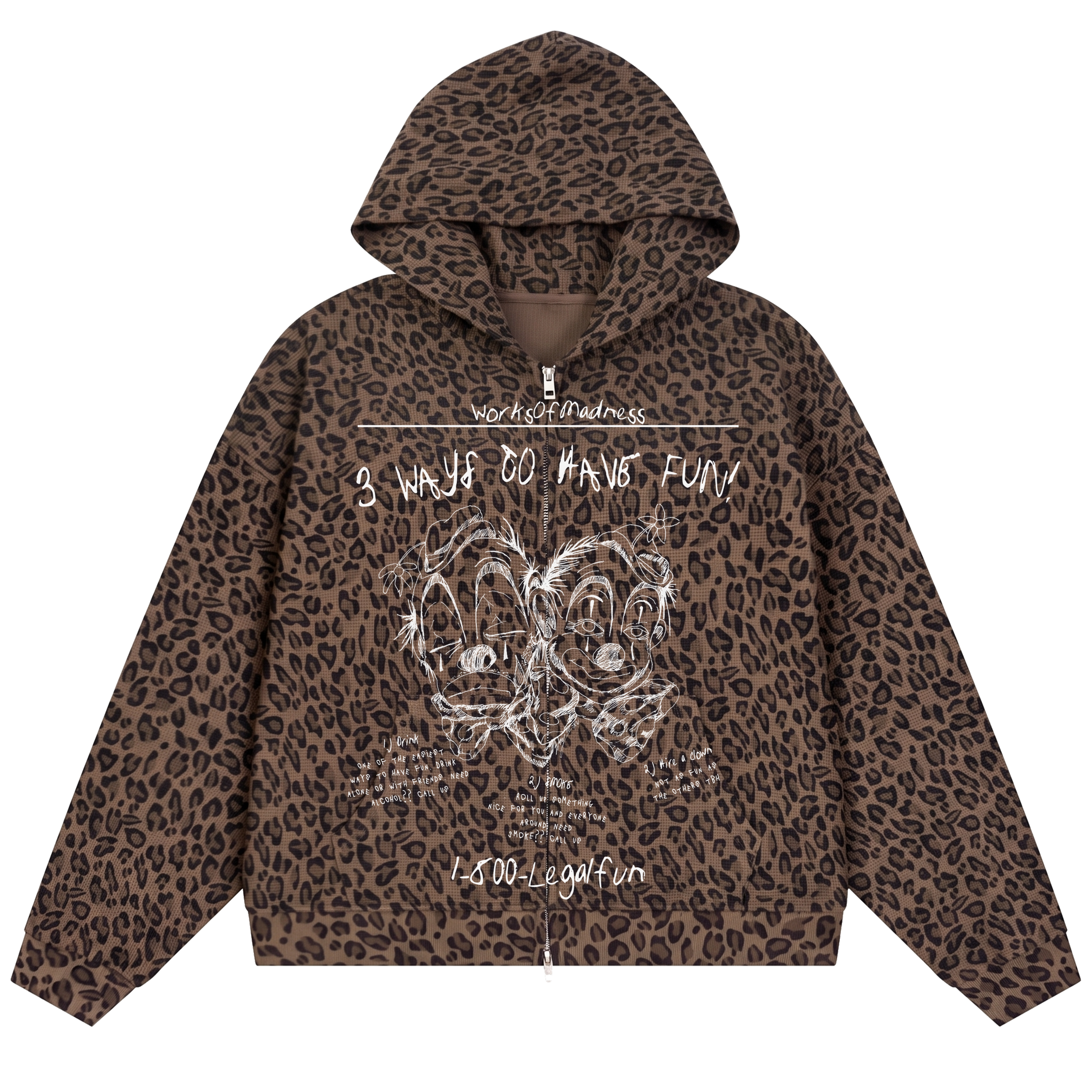Legal Fun Waffle Zip Up - Cheetah