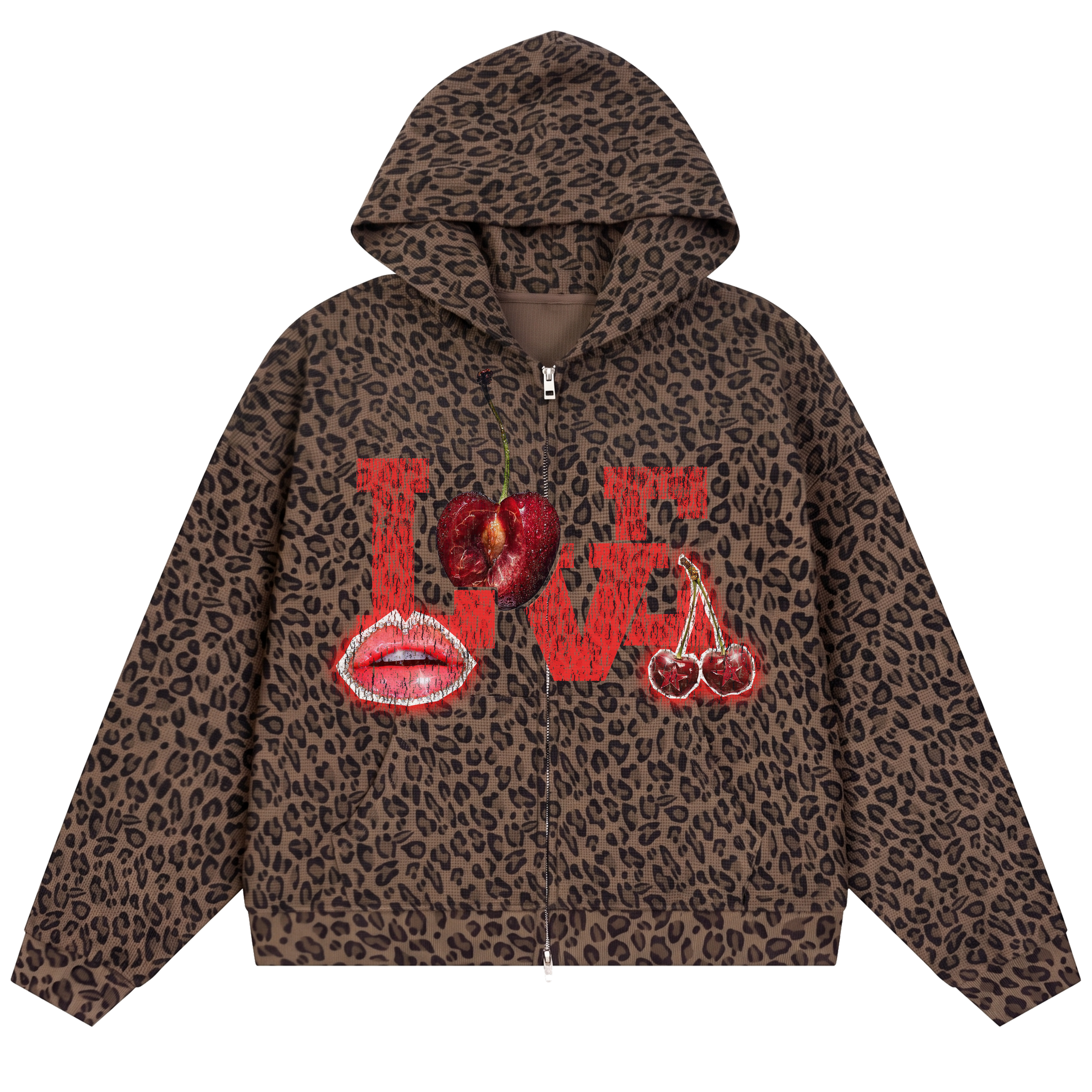 Love Waffle Zip Up - Cheetah