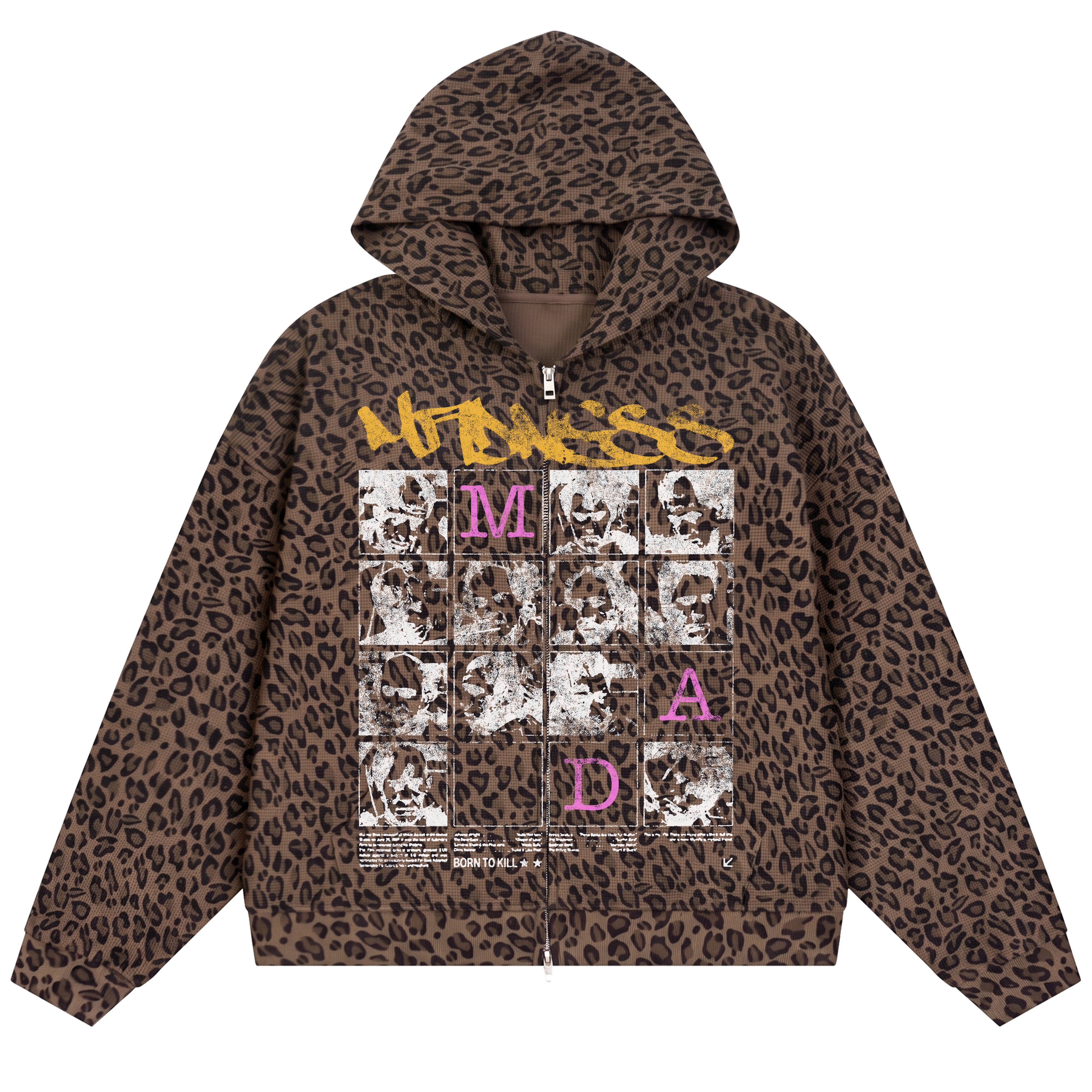 Split Persona Waffle Zip Up - Cheetah