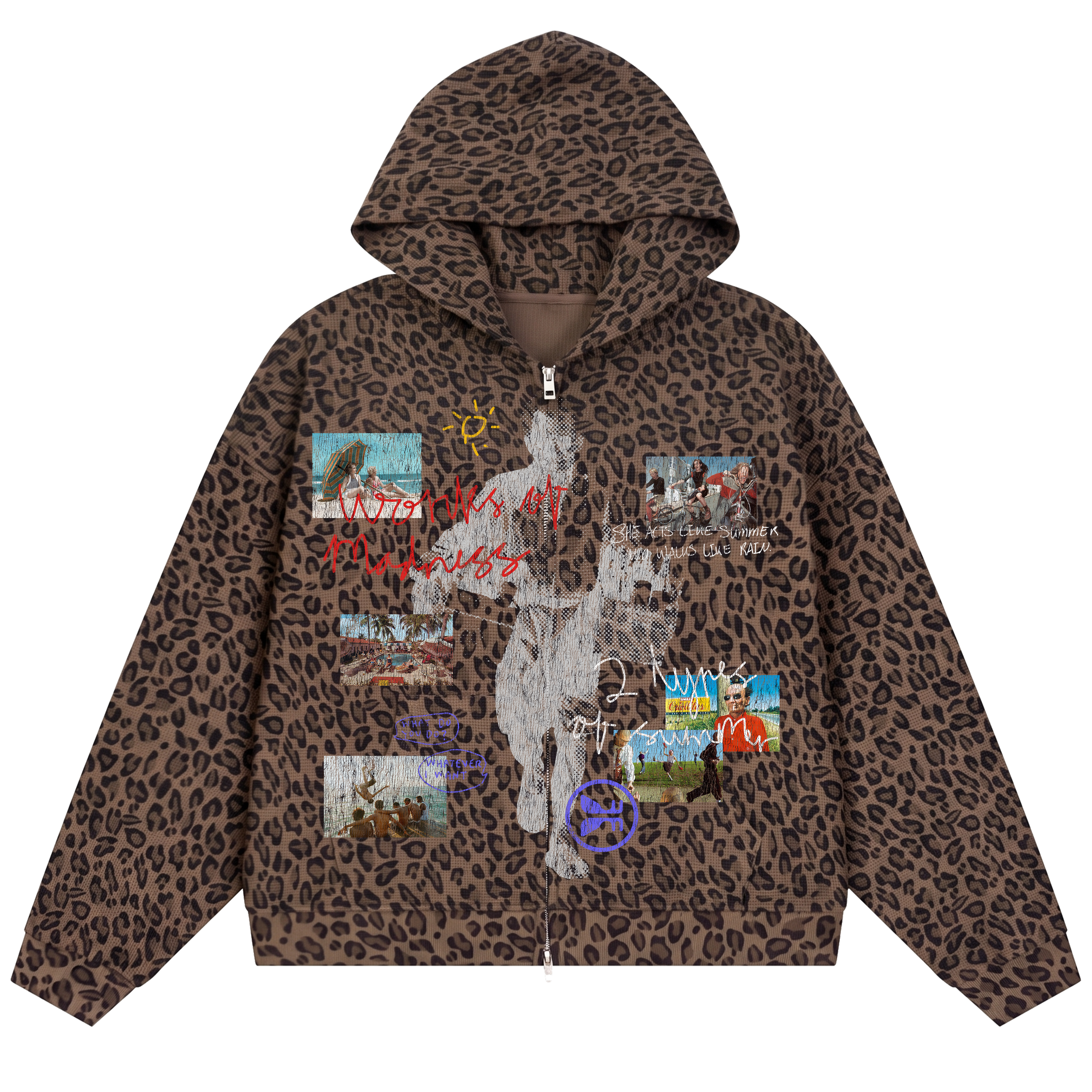 Summer Rain Waffle Zip Up - Cheetah