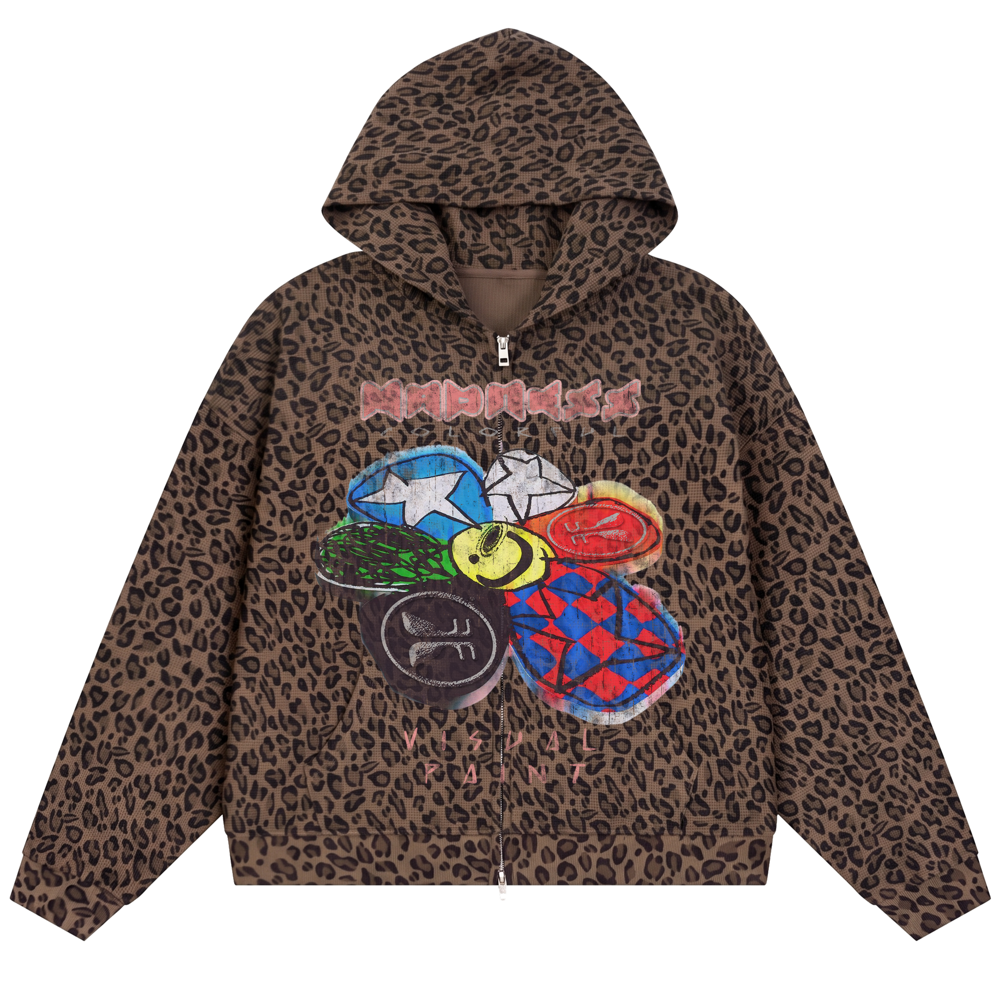 Visual Paint Waffle Zip Up - Cheetah